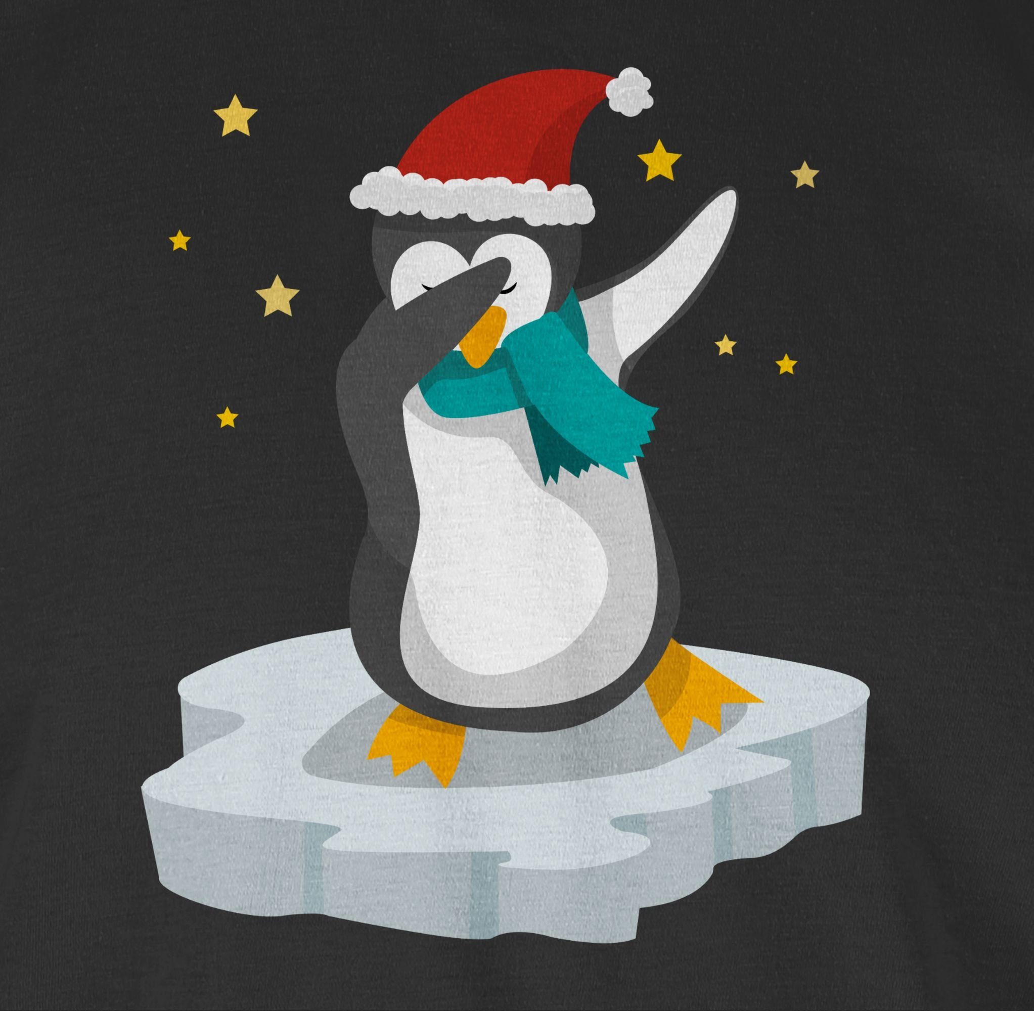 Shirtracer Rundhalsshirt Weihnachten 2 Pinguin Dab Weihachten Schwarz Kleidung