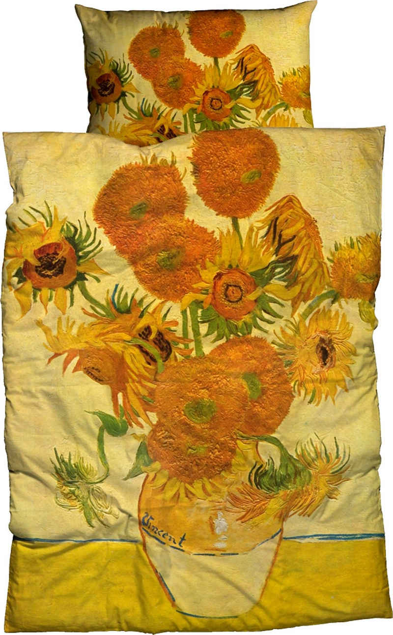 Bettwäsche Sonnenblume, Goebel, Satin, mit floralem Dessin