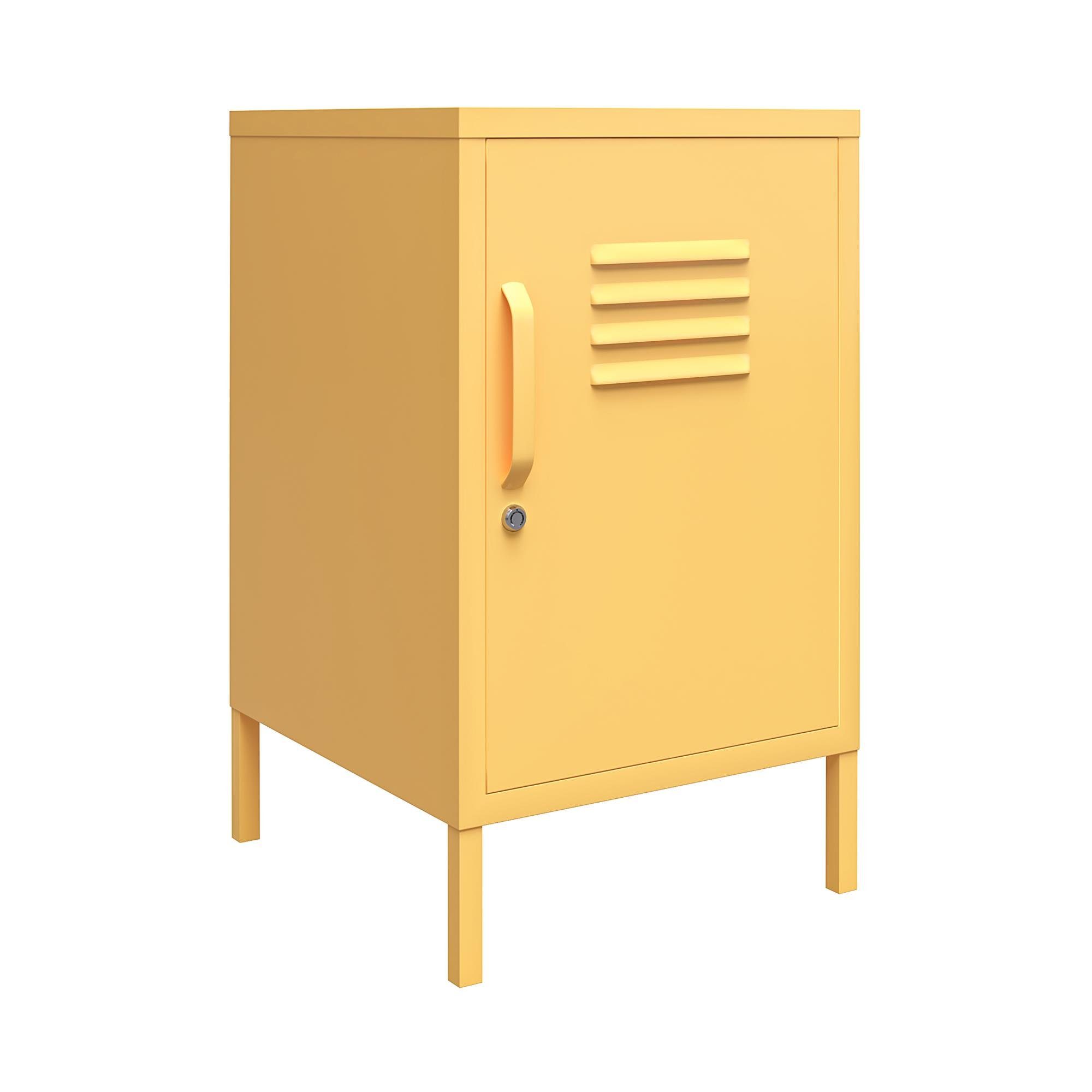 abschließbar, gelb Cache Retro-Design Metall im aus Nachtschrank loft24 Spint-Look,