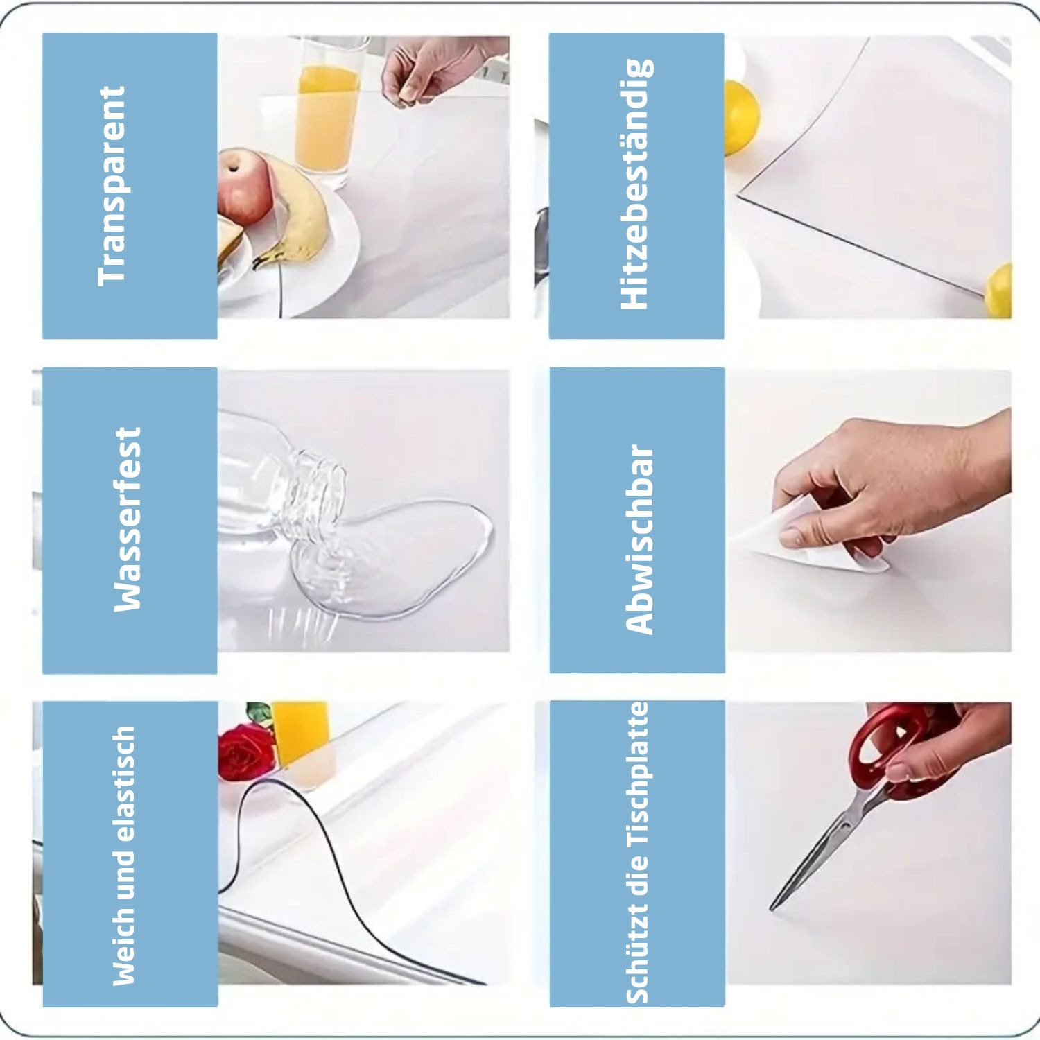 Jungengel Tischdecke PVC Tischfolie Transparent 2mm Schutzfolie Tischschutz Tischmatte (1-tlg)