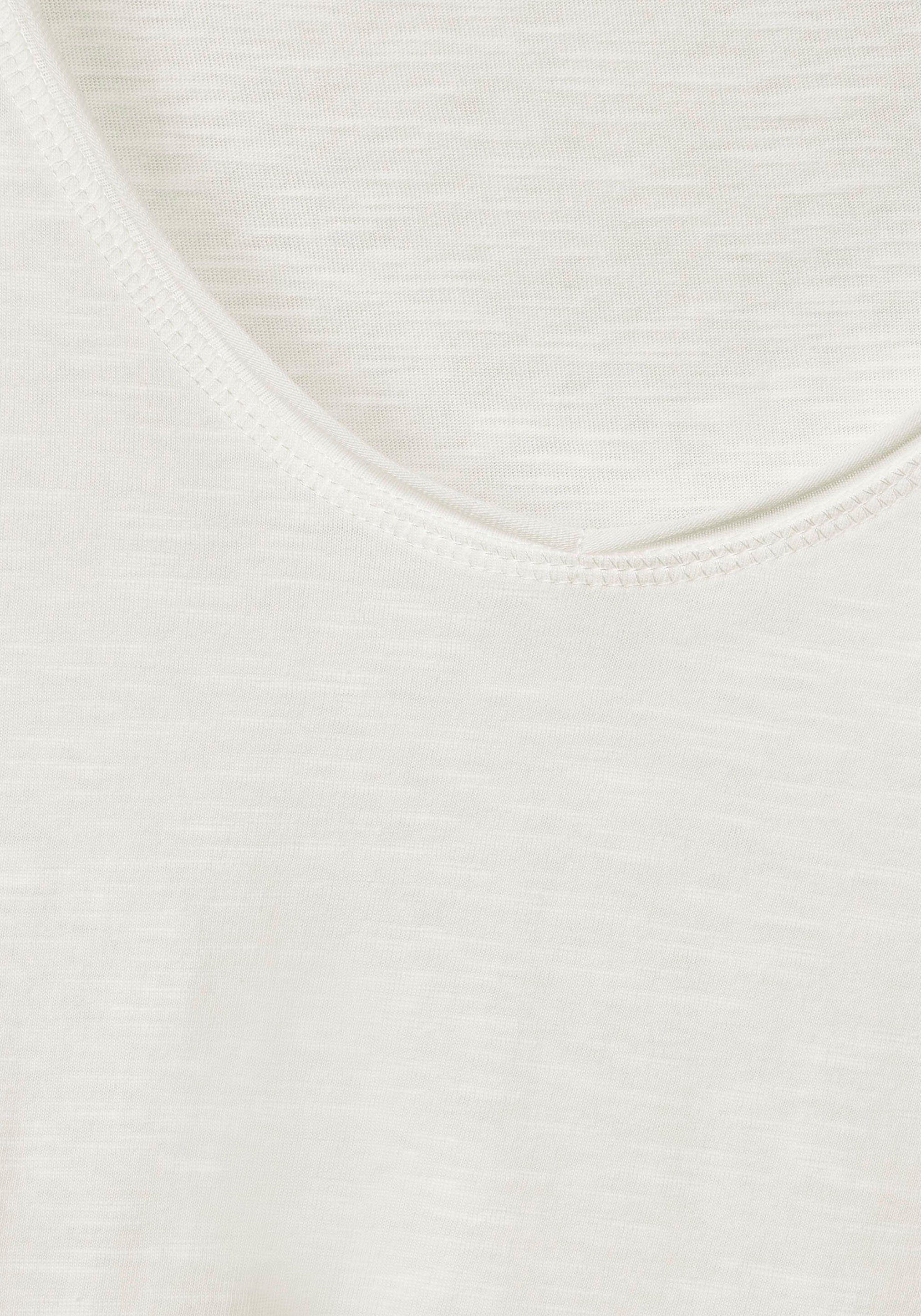 Cecil V-Shirt in Flammgarnoptik weiß