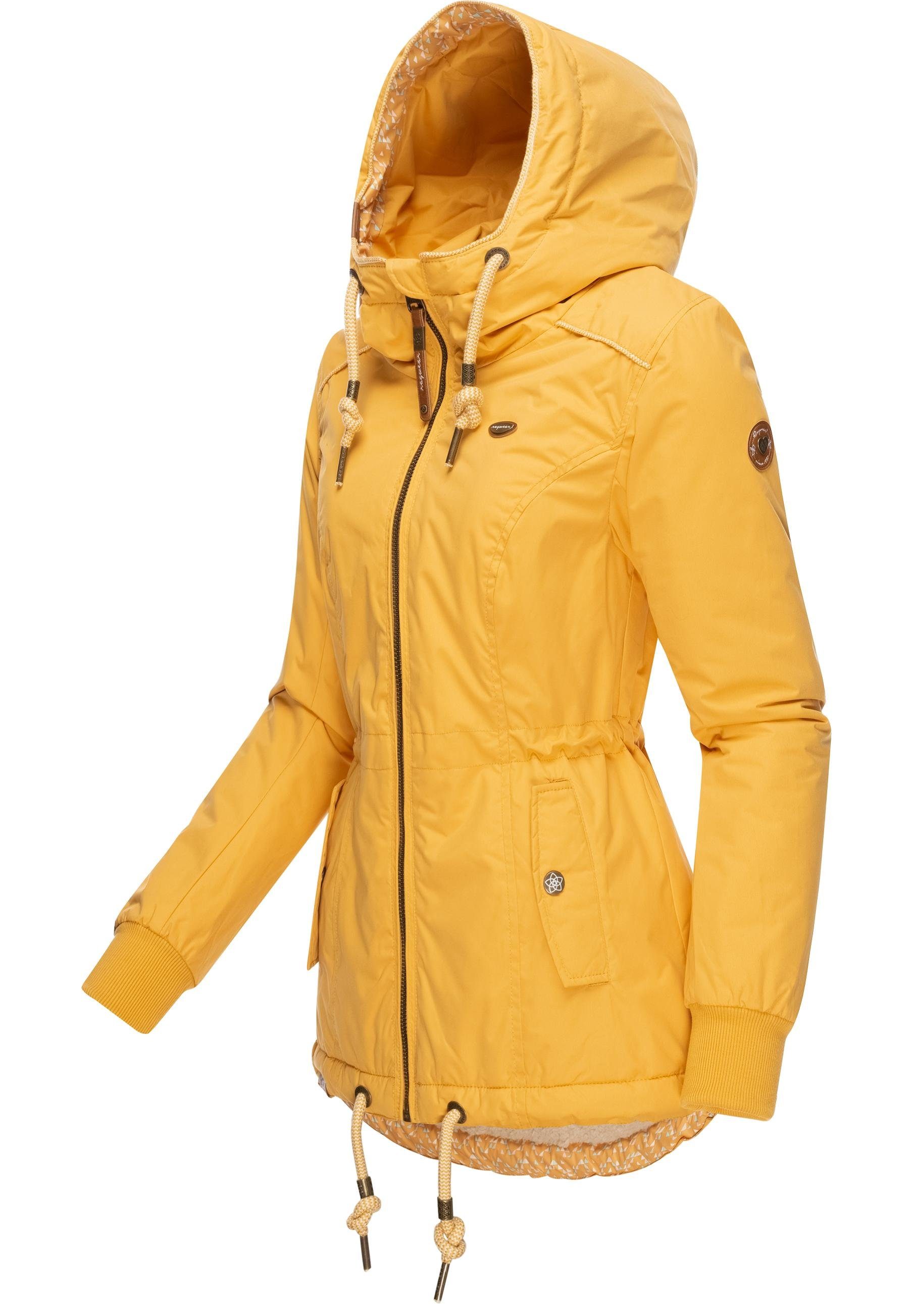 Ragwear Winterjacke Winter II mit Outdoorjacke sportliche Intl. Danka gelb Kapuze