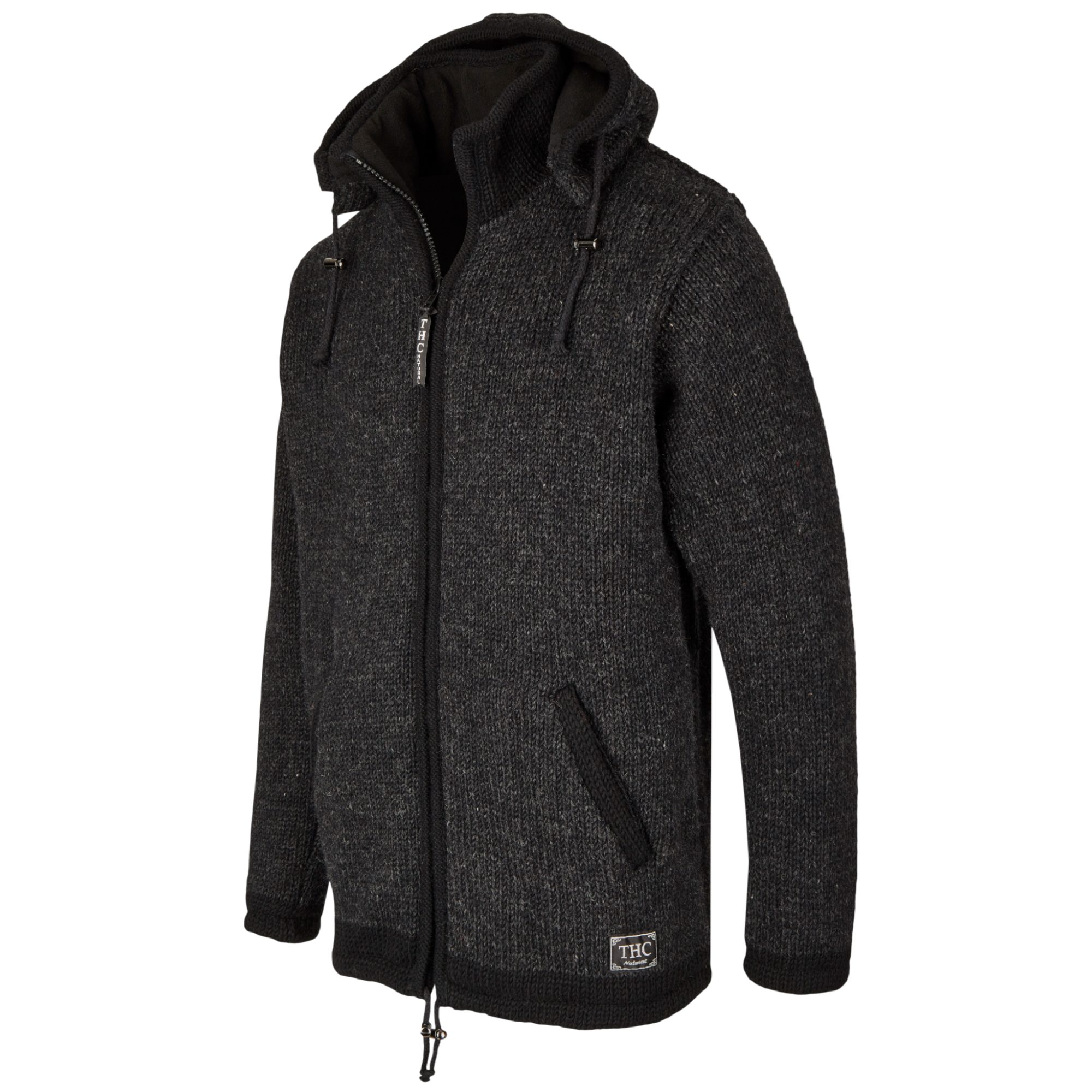 THC Natural Line Strickjacke THC Schafwoll Strickjacke 810 anthrazit (1 Stück, 1-tlg., 1 Stück) Strickjacke mit abnehmbarer Kapuze