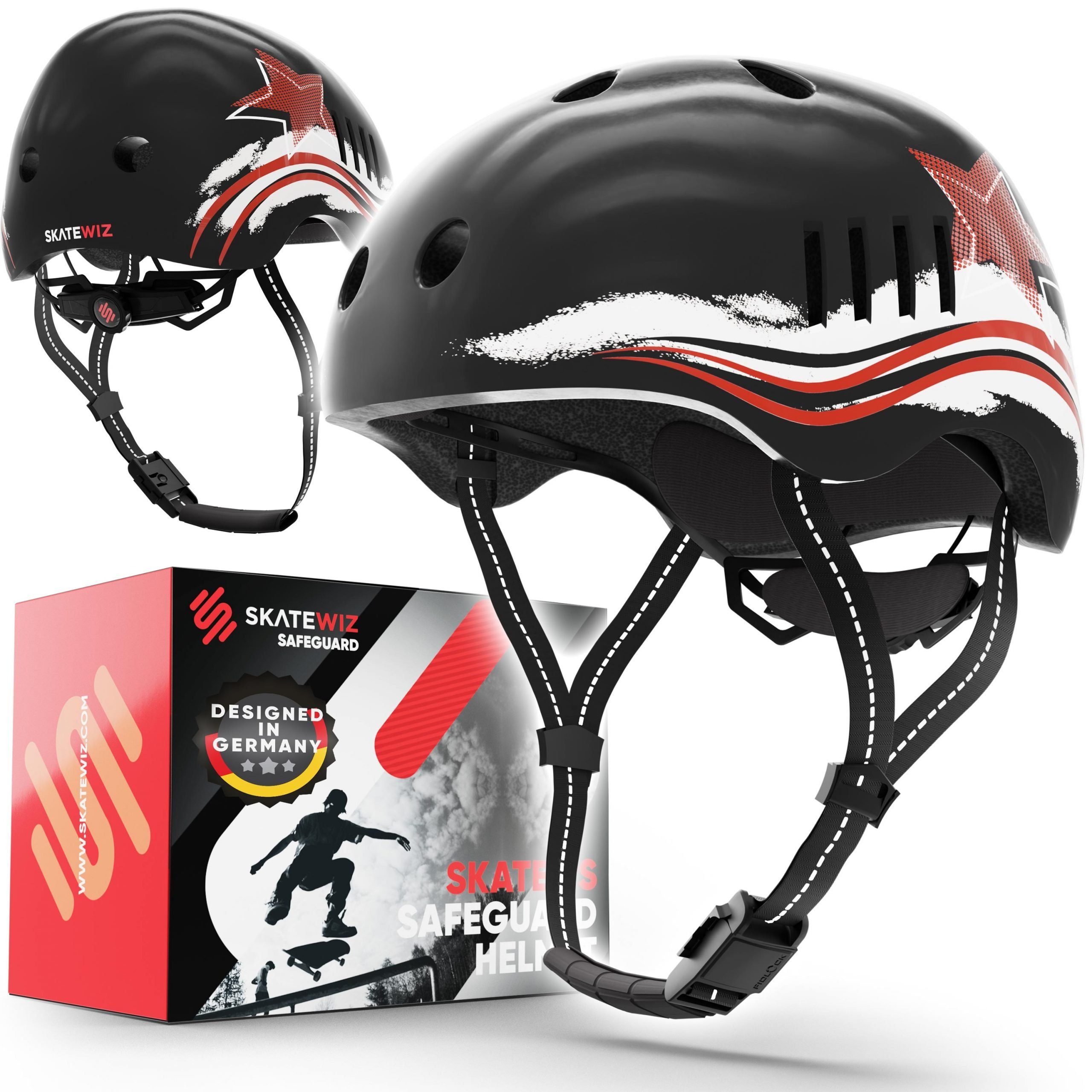 SKATEWIZ Fahrradhelm Kinder ab 6 Jahre Helm Kinder Mädchen & Jungen Skaterhelm, Helm Kinder viele Farben für Fahrrad Skateboard und Inline Skates