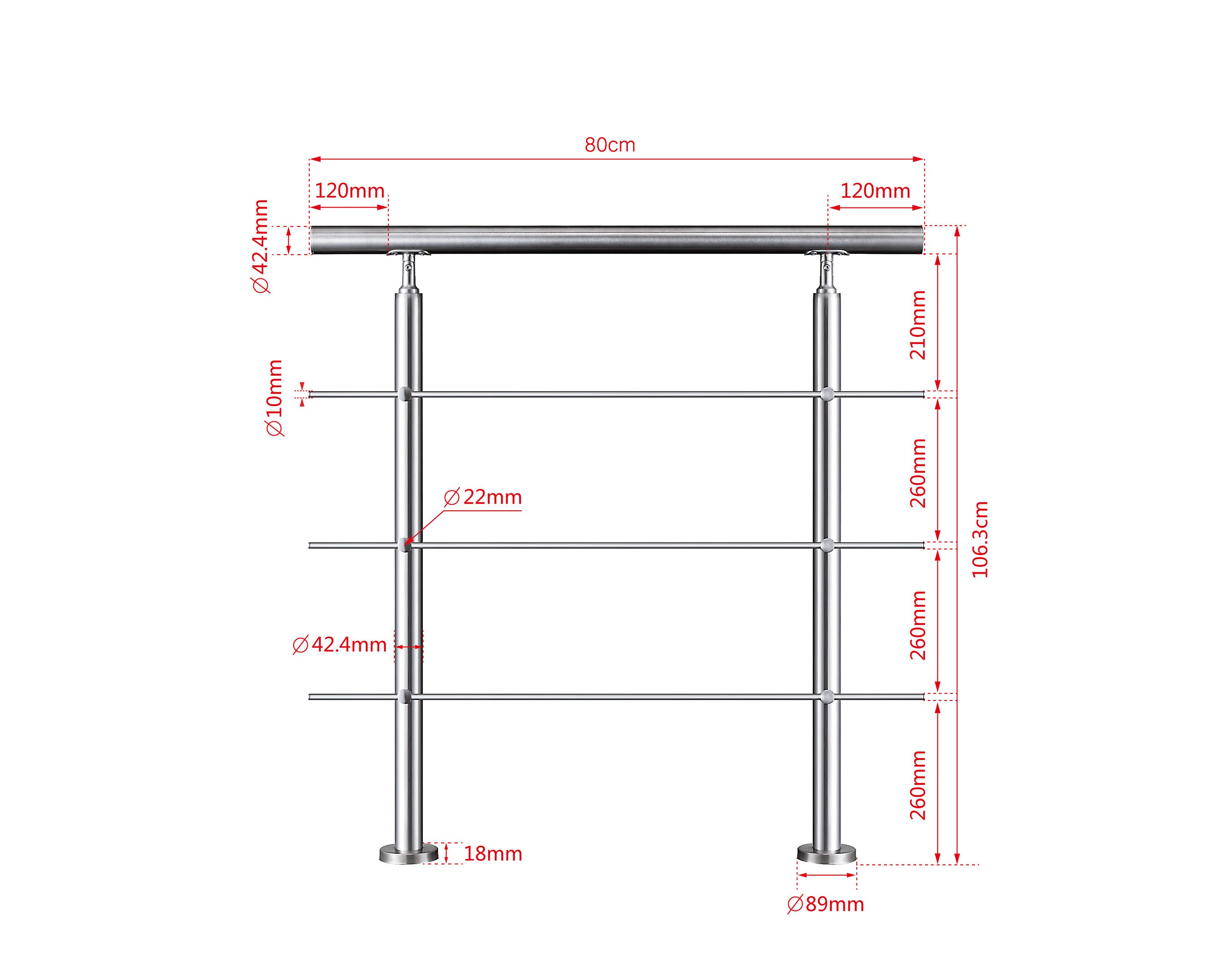duschspa Treppengeländer Edelstahl Geländer Treppengeländer 80-200cm Außen& günstig online kaufen