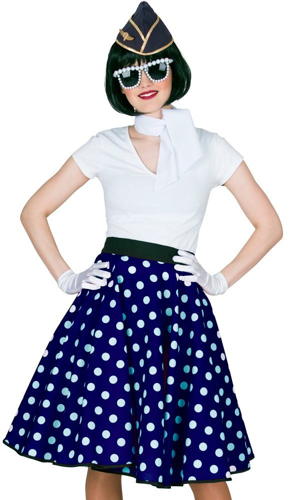 Funny Fashion Kostüm Tellerrock mit Halstuch - Blau Weiß