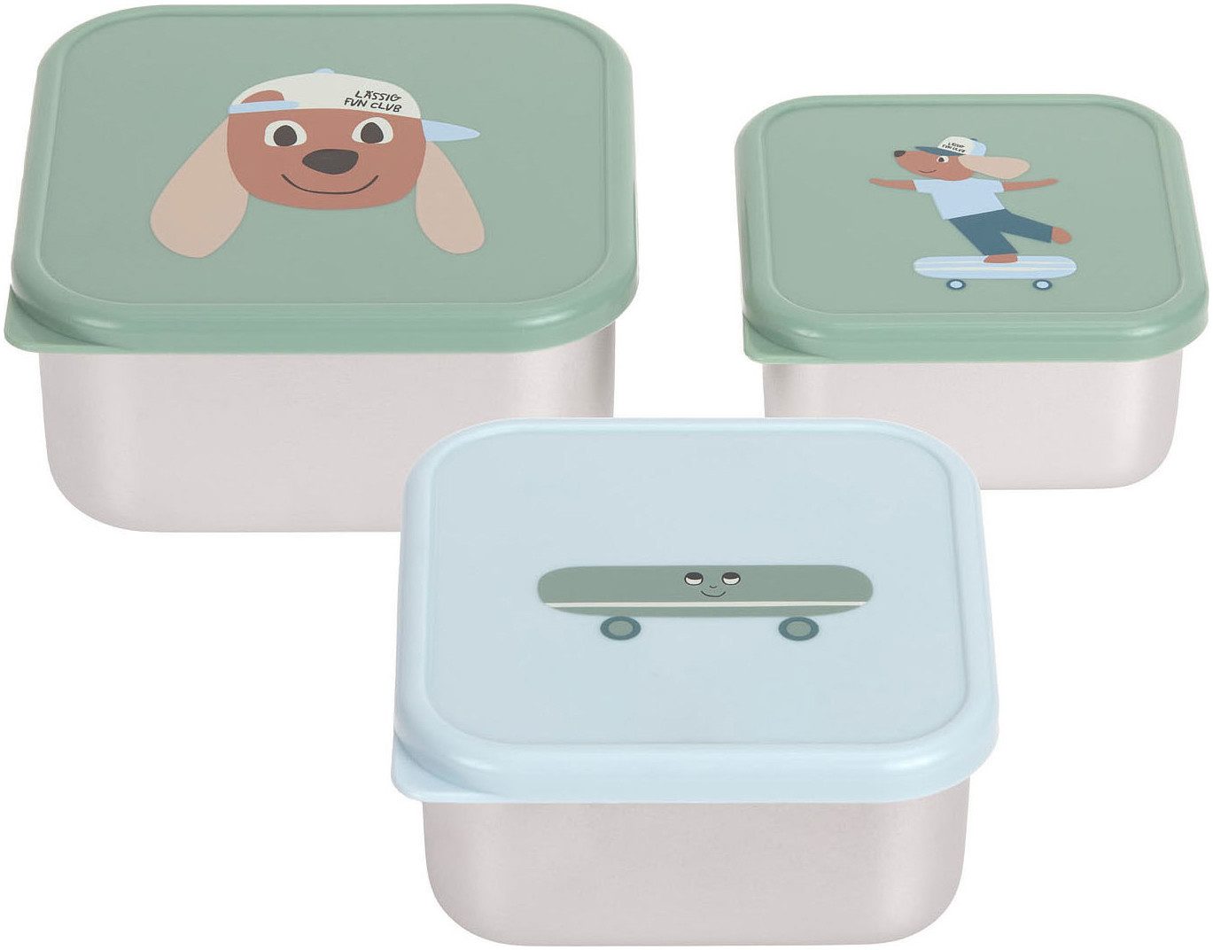 LÄSSIG Lunchbox Tiny Team Dog, Snackbox, Edelstahl, Polyprophylen (PP), (3-tlg)