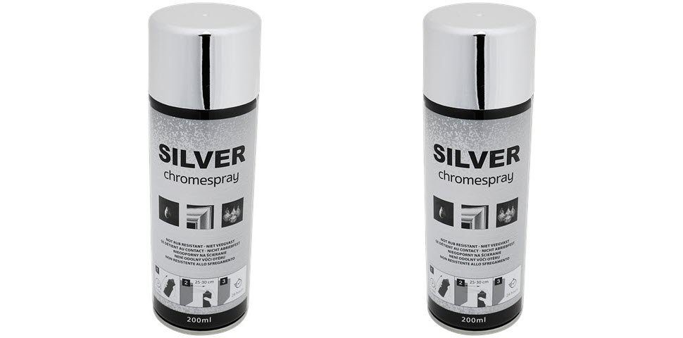 Spectrum Sprühflasche 2 Dosen a 200 ml Silver Chrom Effekt Spay Silber Sprühfarbe