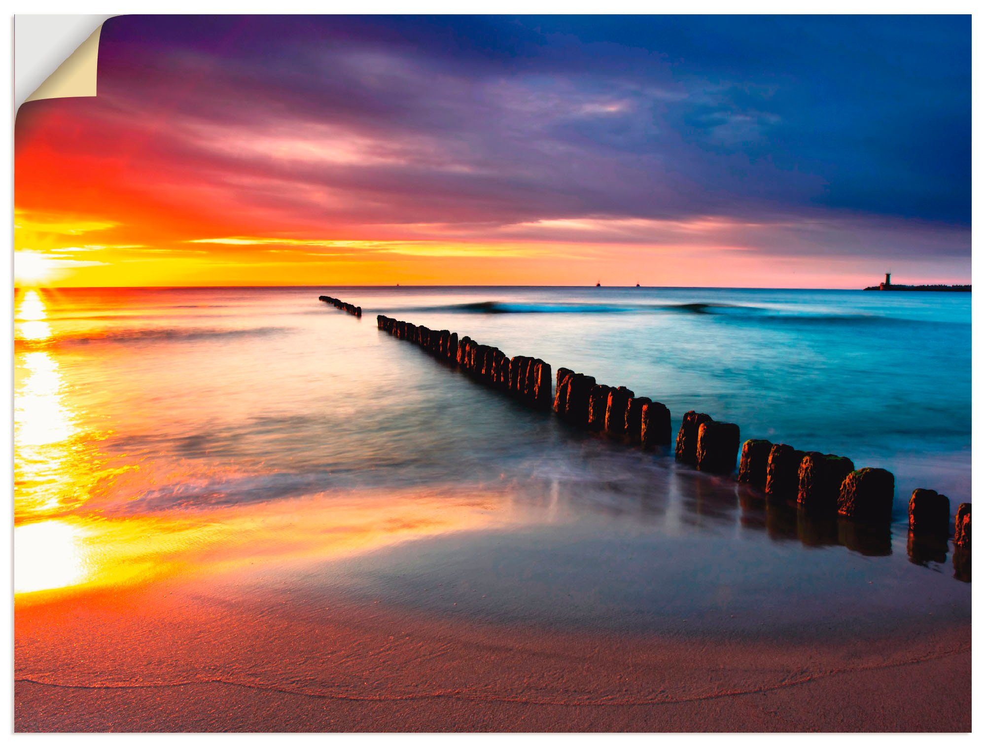 (1 mit als Poster Artland Wandbild St), Größen Wandaufkleber Strand Leinwandbild, schönem oder Sonnenaufgang, Alubild, in versch. Ostsee