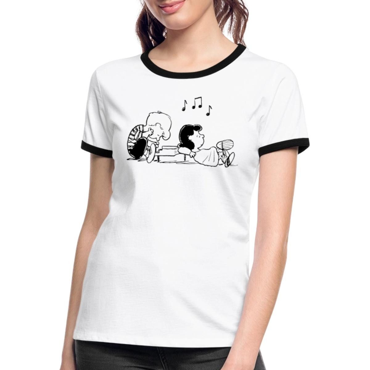 Spreadshirt T-Shirt Peanuts Schroeder Und Lucy Frauen Kontrast T-Shirt (1-tlg)