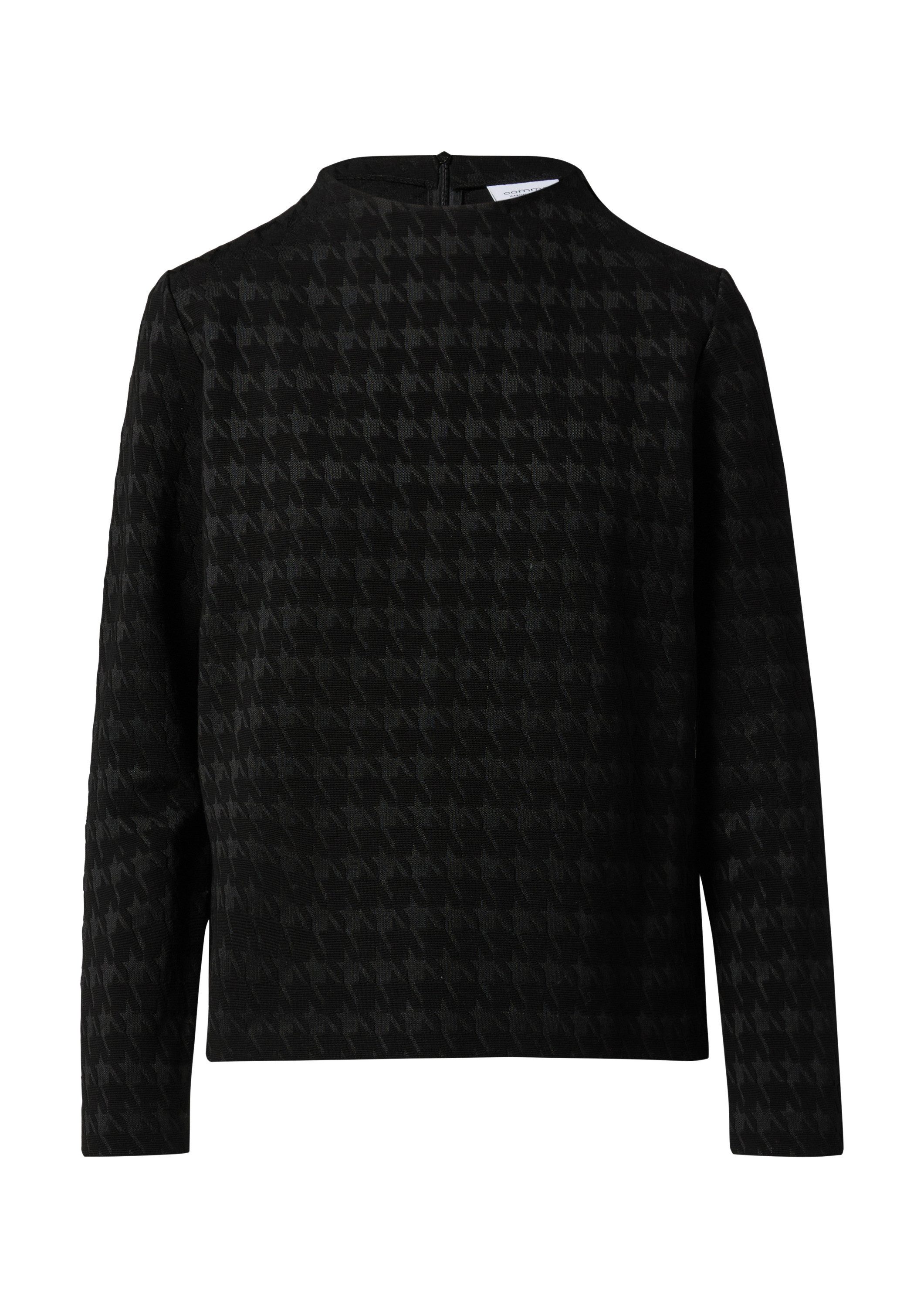 comma Sweatshirt Sweatshirt Jerseyshirt mit Hahnentrittmuster günstig online kaufen