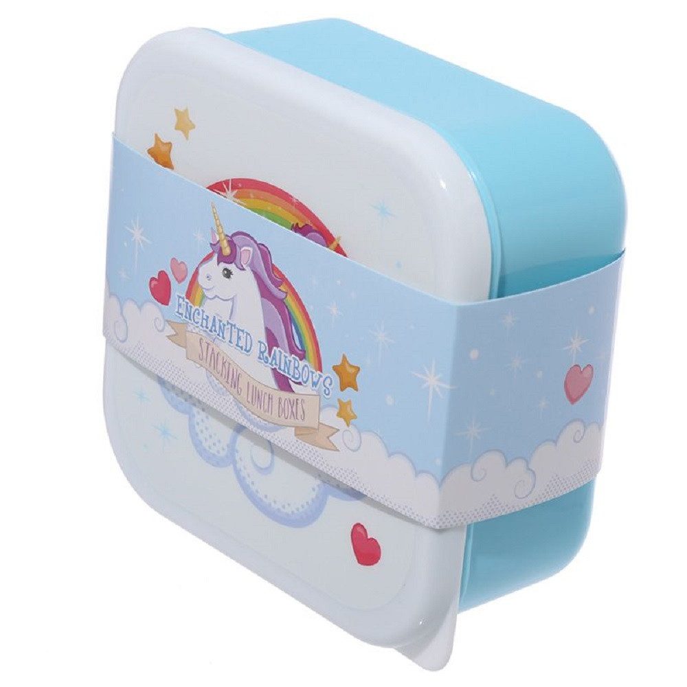Puckator Lunchbox Enchanted Rainbow Regenbogen Einhorn Lunchboxen Brotdosen 3er Set, (3-tlg), Ideal als Geschenk