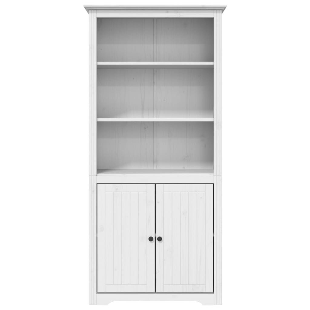 furnicato Bücherregal Klassisches BODO 82x40x173 cm Weiß aus massivem, 1-tlg., Regalwand im französischen Stil mit Türen und Metallgriffen