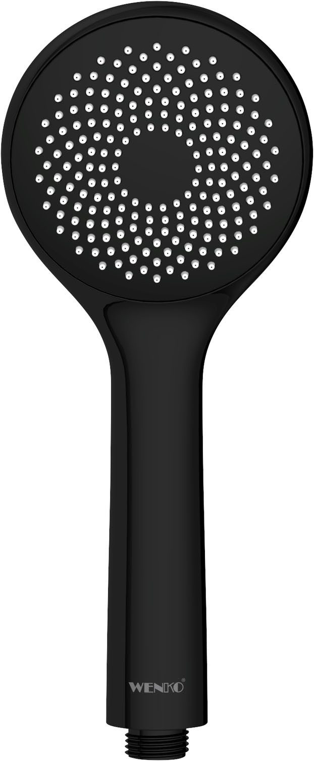 WENKO Handbrause Watersaving, Schwarz matt, Ø 9,5 cm