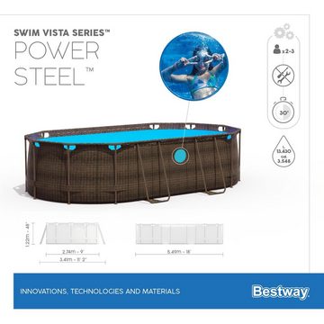 Bestway Framepool Power Steel™ Swim Vista Series™, 549 x 274 x 122 cm, Komplett-Set mit Filterpumpe