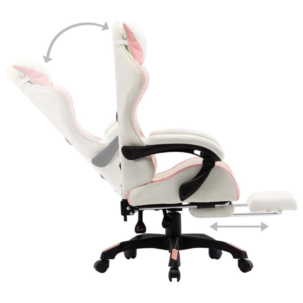 vidaXL Gaming-Stuhl Gaming-Stuhl mit Fußstütze Rosa 65 64 Kunstleder Grau cm x x (111,5-119)