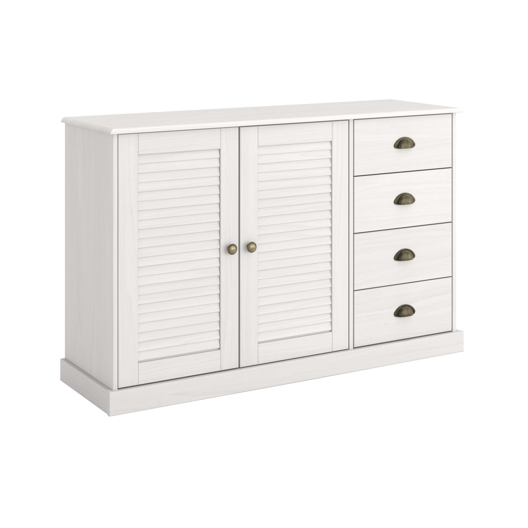 OTTO home Sideboard Turia, mit Lamellentüren, Kommode aus massivem Kiefernholz, FSC®, 4 Schubkasten, Breite 125 cm