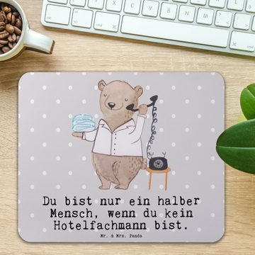 Mr. & Mrs. Panda Mauspad Hotelfachmann Herz - Grau Pastell - Geschenk, Abschied, Mauspad, Zimm (1-St), Rutschfest