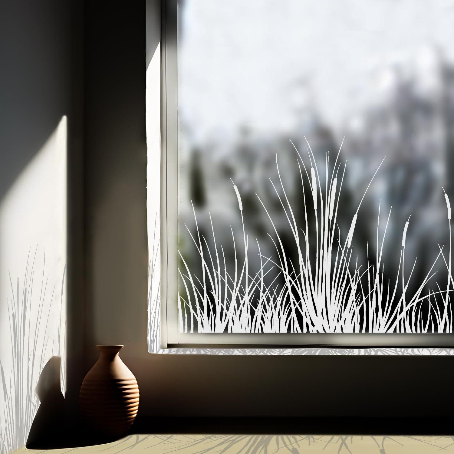 LuxusKollektion Fensterbild Fensterbilder Frühling Rohrkolbengras 39x150cm