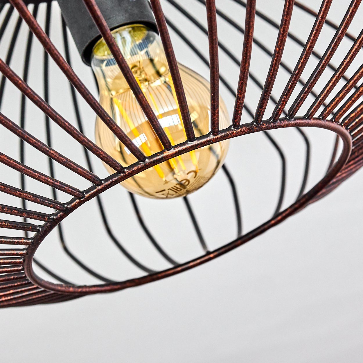 hofstein Deckenleuchte »Pieris« runde Deckenlampe aus Metall in Schwarz/Kupfer, ohne Leuchtmittel, E27, Retro-Leuchte mit Lichteffekt durch Gitter-Optik