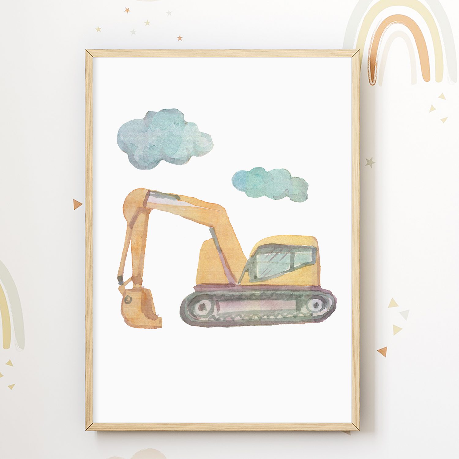 Tigerlino Poster Bagger Bulldozer Gabelstapler 4er Set Kinderzimmer Bilder günstig online kaufen