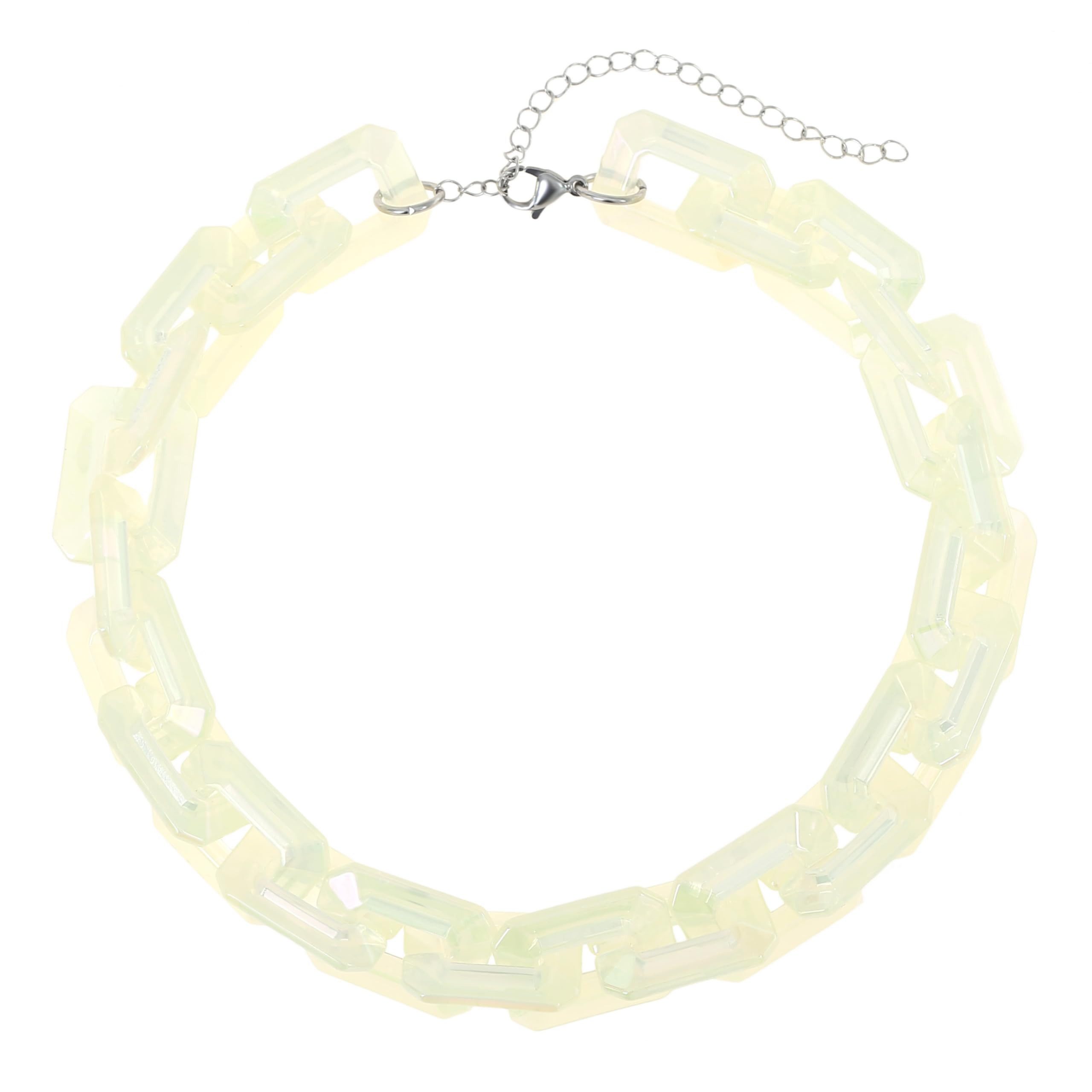Made by Nami Gliederkette Große Glieder Halskette Damen Schwarz Raver Schmuck, 40 + 5 cm Länge verstellbar