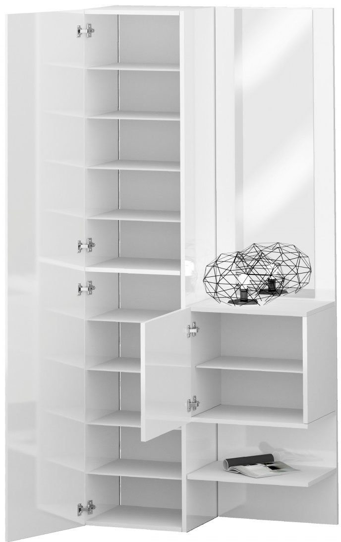 Home affaire Garderoben-Set Kompakt, (2-St., 2-er set: großer Schuhschrank,kleiner Schuhfach mit Spiegel und Ablage)