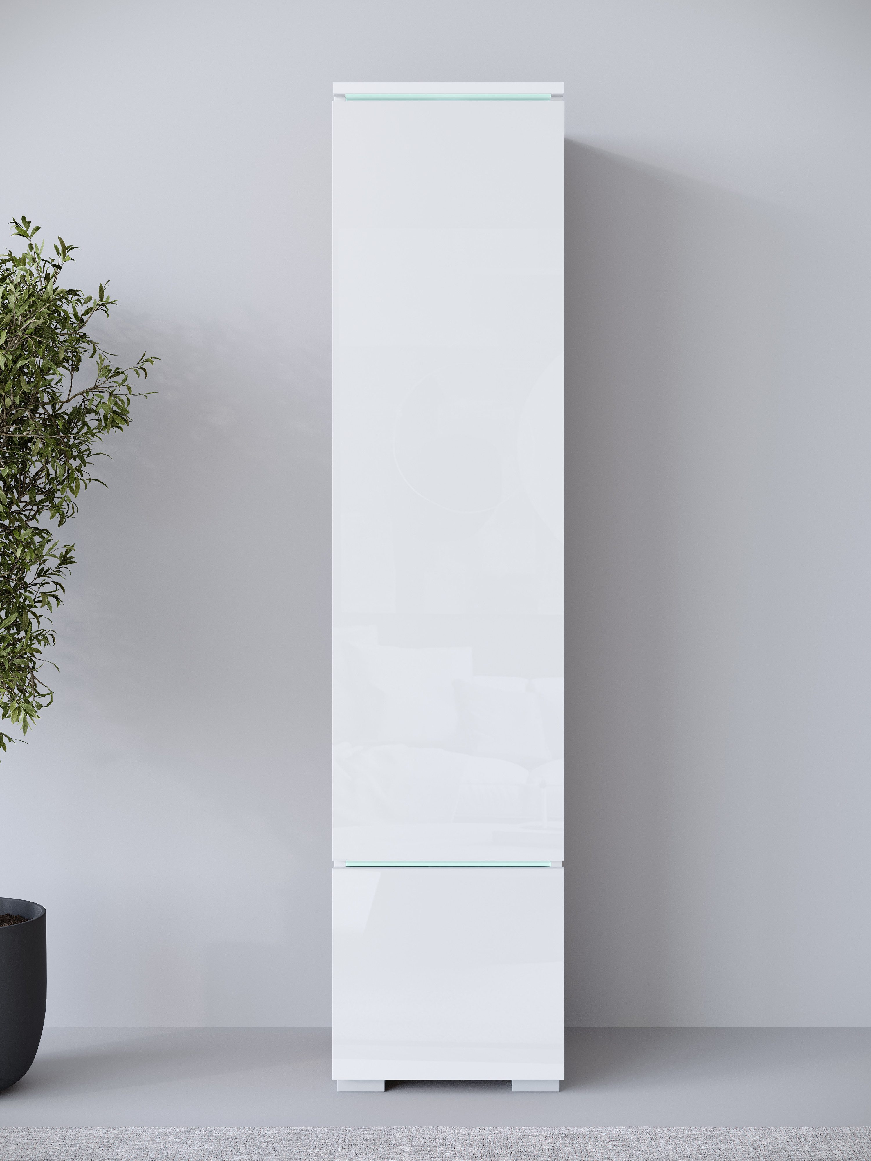 Home affaire Vitrine Vera, Höhe 130 cm, in verschiedenen Farbausführungen (1-St) LED-Beleuchtung, Türanschlag frei wählbar, stehend/hängend