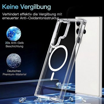 Wigento Handyhülle Für Samsung Galaxy S24 Ultra MagSafe Acryl TPU Silikon Hülle Schwarz