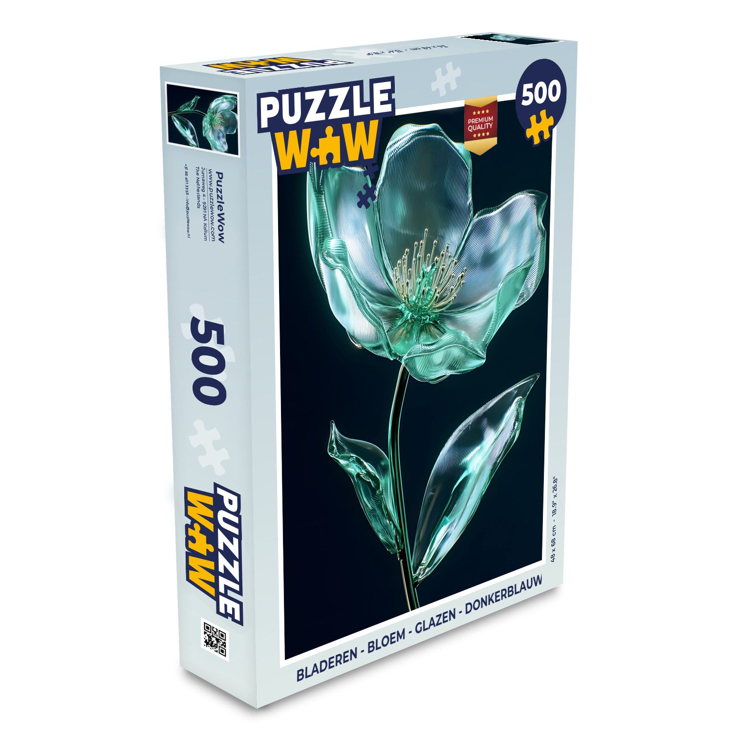 MuchoWow Puzzle Blätter - Blume - Gläser - Dunkelblau, 500 Puzzleteile, Foto-Puzzle, Bilderrätsel, Puzzlespiele, Spielzeug