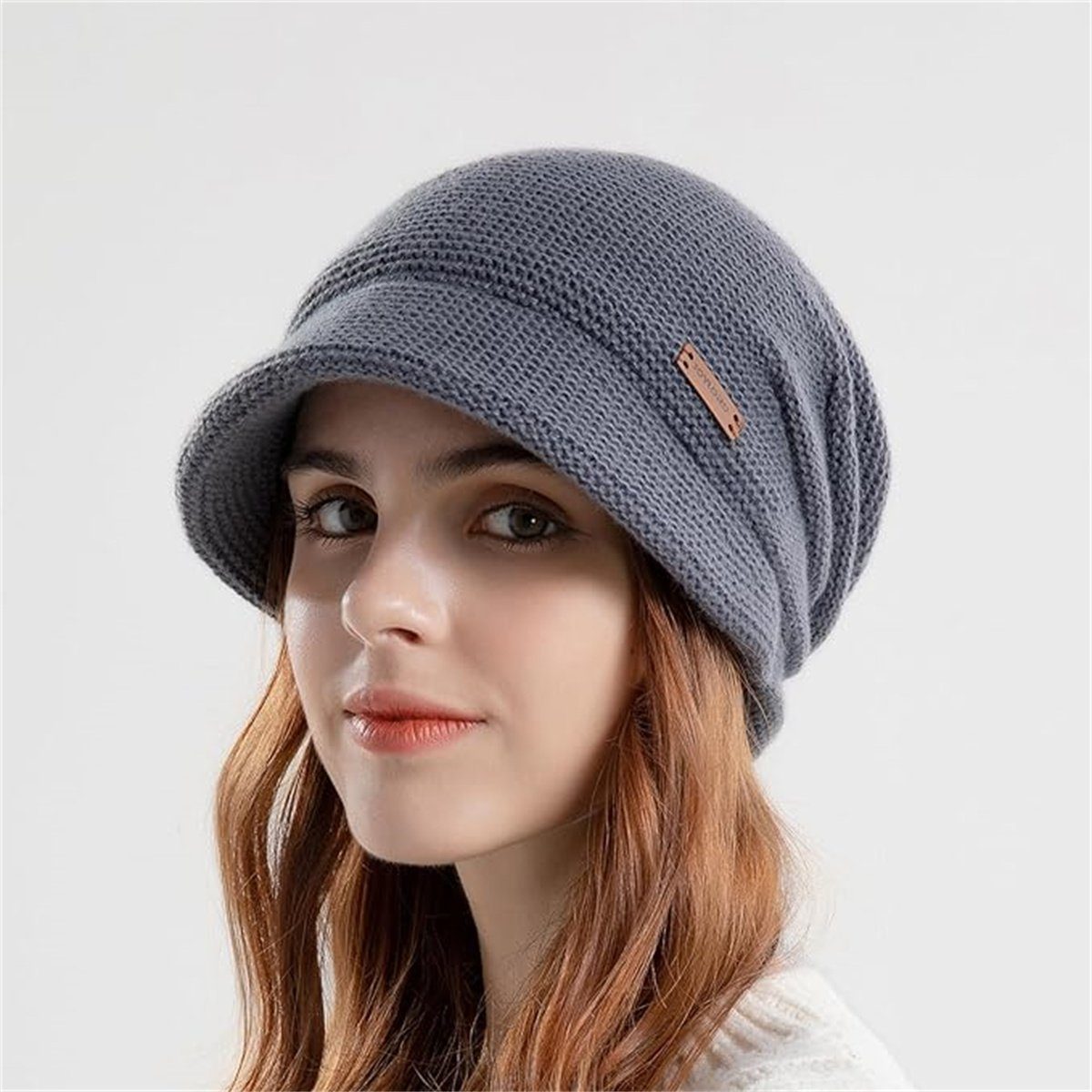 XDeer Mütze & Schal Damen Wollmütze Winter Mütze Warme Strickmütze Frauen 56-60CM Strickmütze mit Schirm Warm Slouchy Mütze mit Visier