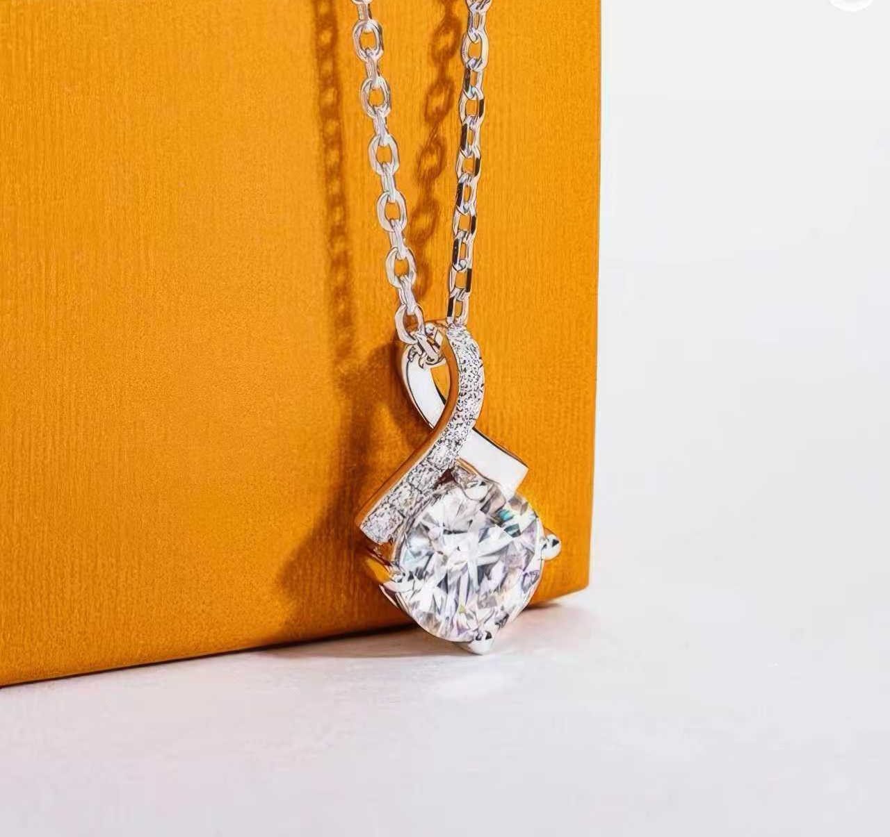 Jumpeak Kette mit Anhänger halskette damen gold 585 echtgold,2ct E VS1 Anhänger-Halskette, labordiamant,geschenk zur firmung mädchen,geschenk für schwester