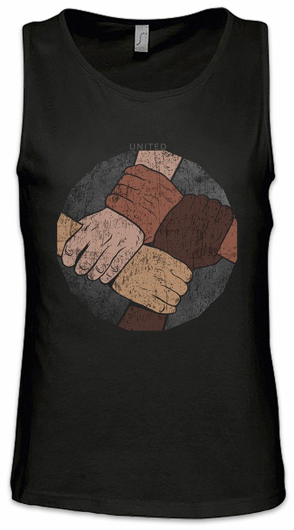 Urban Backwoods Tanktop United Ärmelloses T-Shirt Ebony Love Black Power Panthers Fist Fists White No Borders Nations