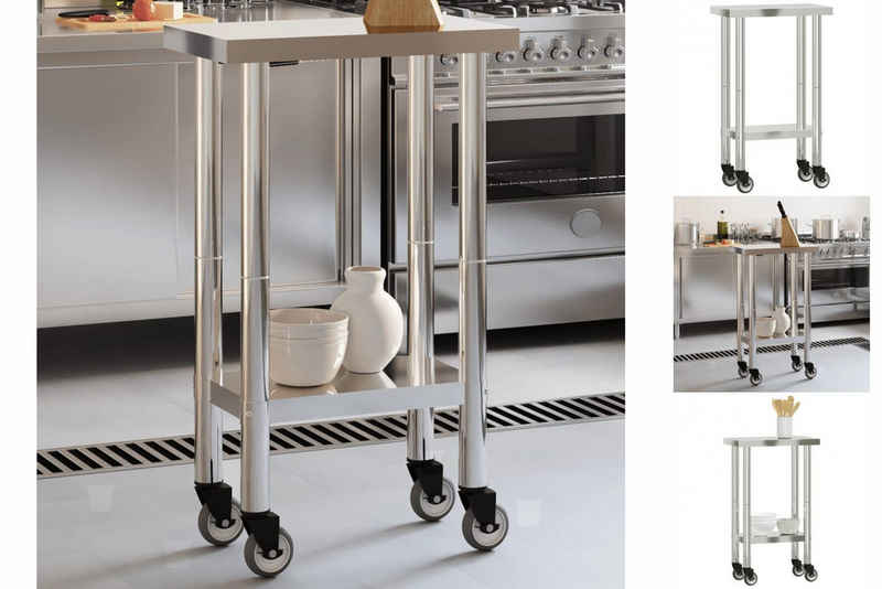 vidaXL Küchenwagen Küchenwagen Küchen-Arbeitstisch mit Rollen 55x30x85 cm Edelstahl