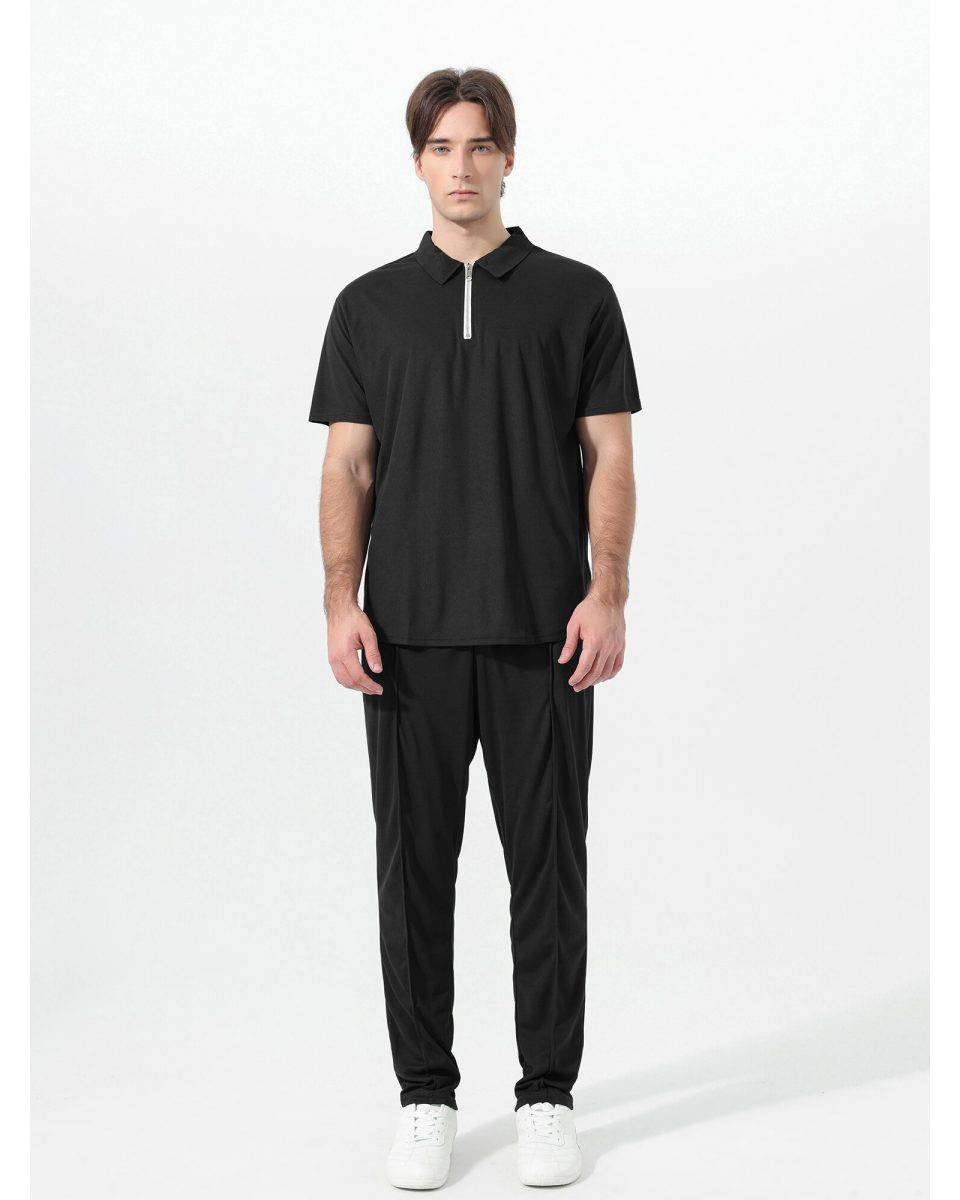 YOUTHUP Sportanzug, Herren Freizeitanzug Poloshirt mit Reißverschluss und Jogginghose