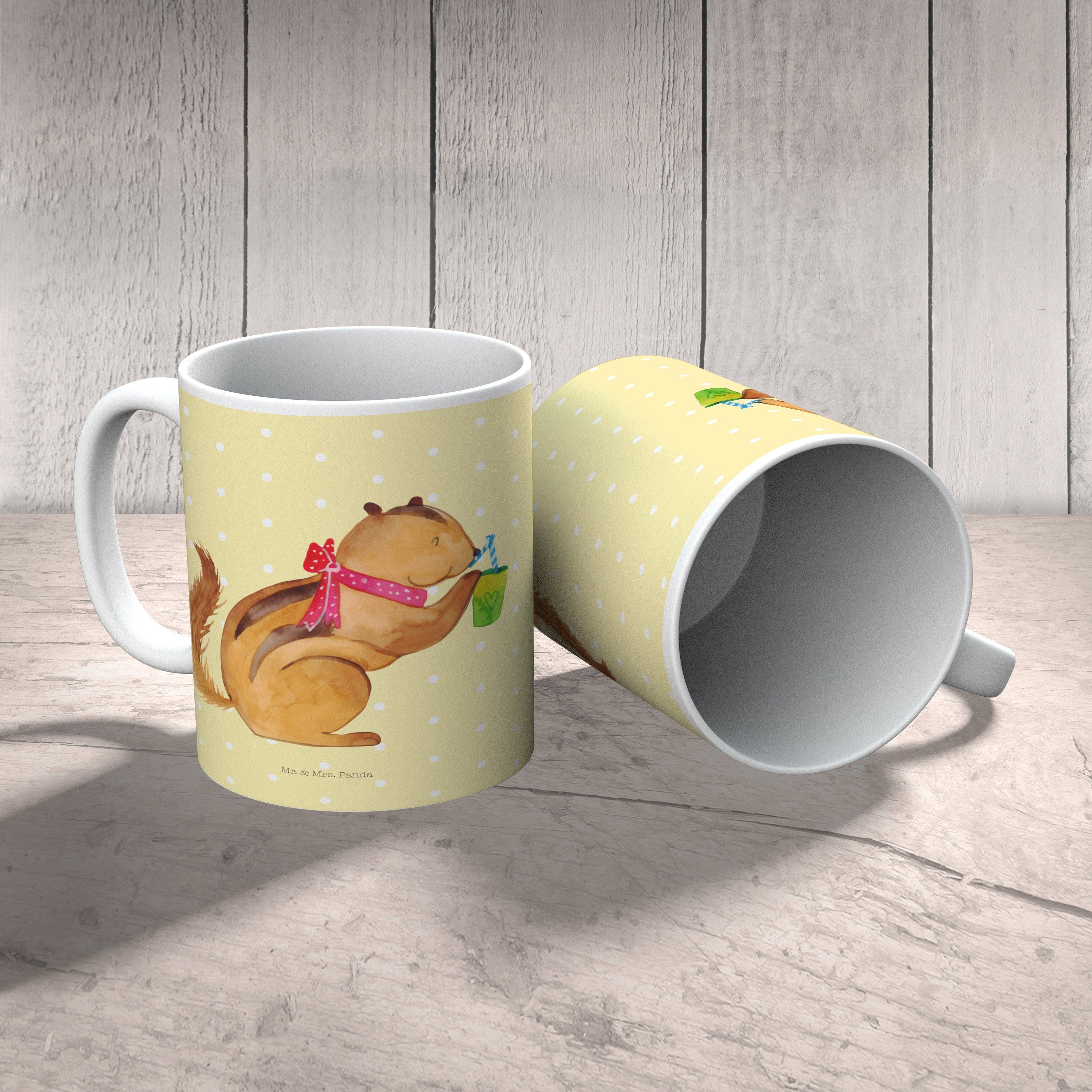 Geschenk, Mrs. Kinderbecher - Panda - Pastell Tasse, & Ca, Kunststoff Eichhörnchen Smoothie Gelb Kunststoff Mr.