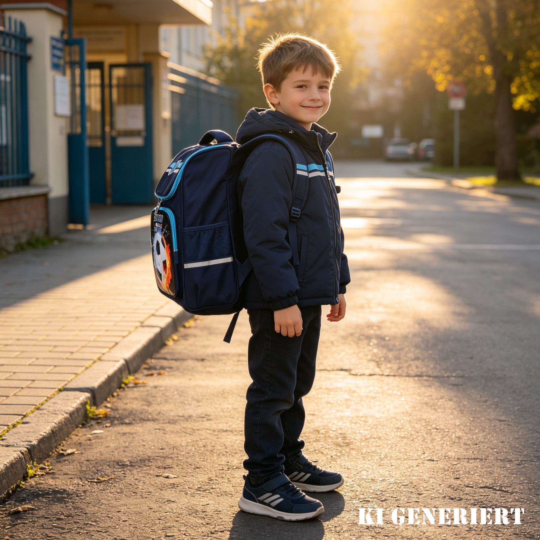 MIRROSI Schulranzen Kinder Schulranzen Rucksack 34x41x16 cm mit Motiv, Reflektorstreifen & Seitenfächern, gepolsterter Schulrucksack – Bild 2 von 5