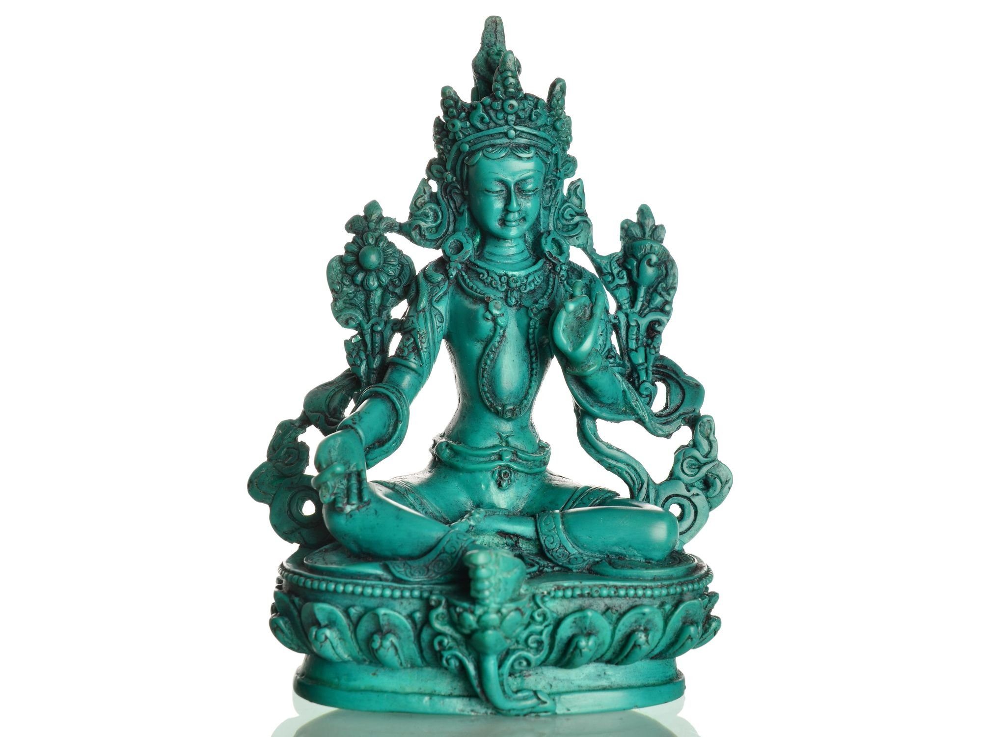 15 Handarbeit Türkis Buddhafigur Nepal - Grüne cm aus Tara Buddhapur Statue,