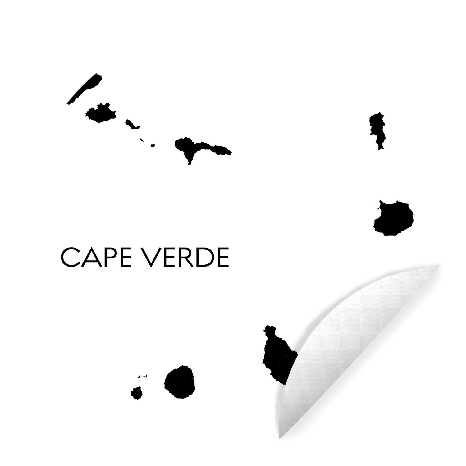MuchoWow Wandsticker Illustration der schwarzen Silhouette von Kap Verde (1 St), Tapetenkreis für Kinderzimmer, Tapetenaufkleber, Rund, Wohnzimmer