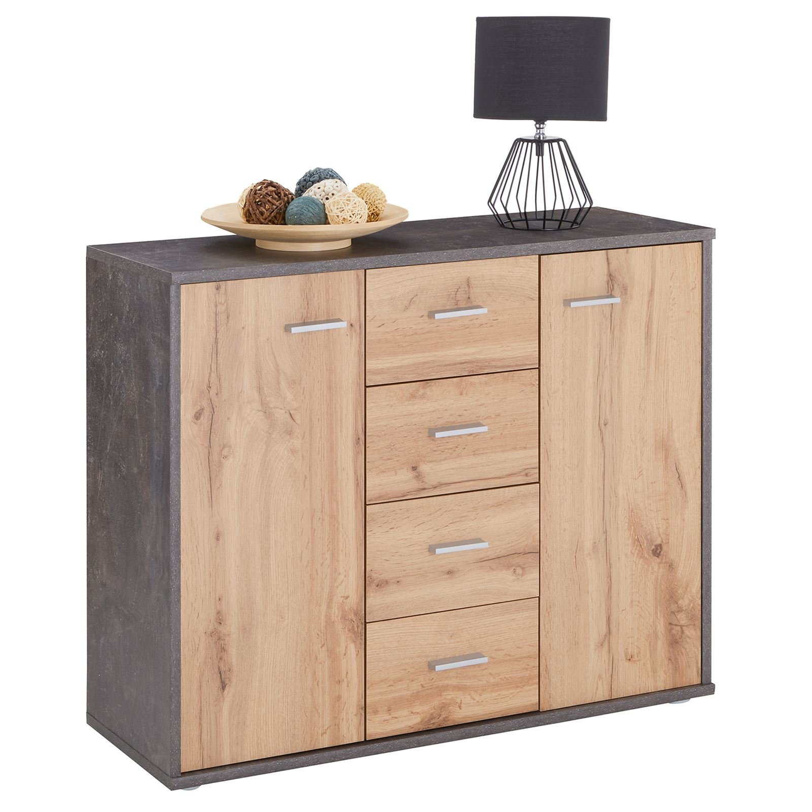 CARO-Möbel Highboard JAMIE, Sideboard Kommode Mehrzweckschrank für Wohnzimm günstig online kaufen