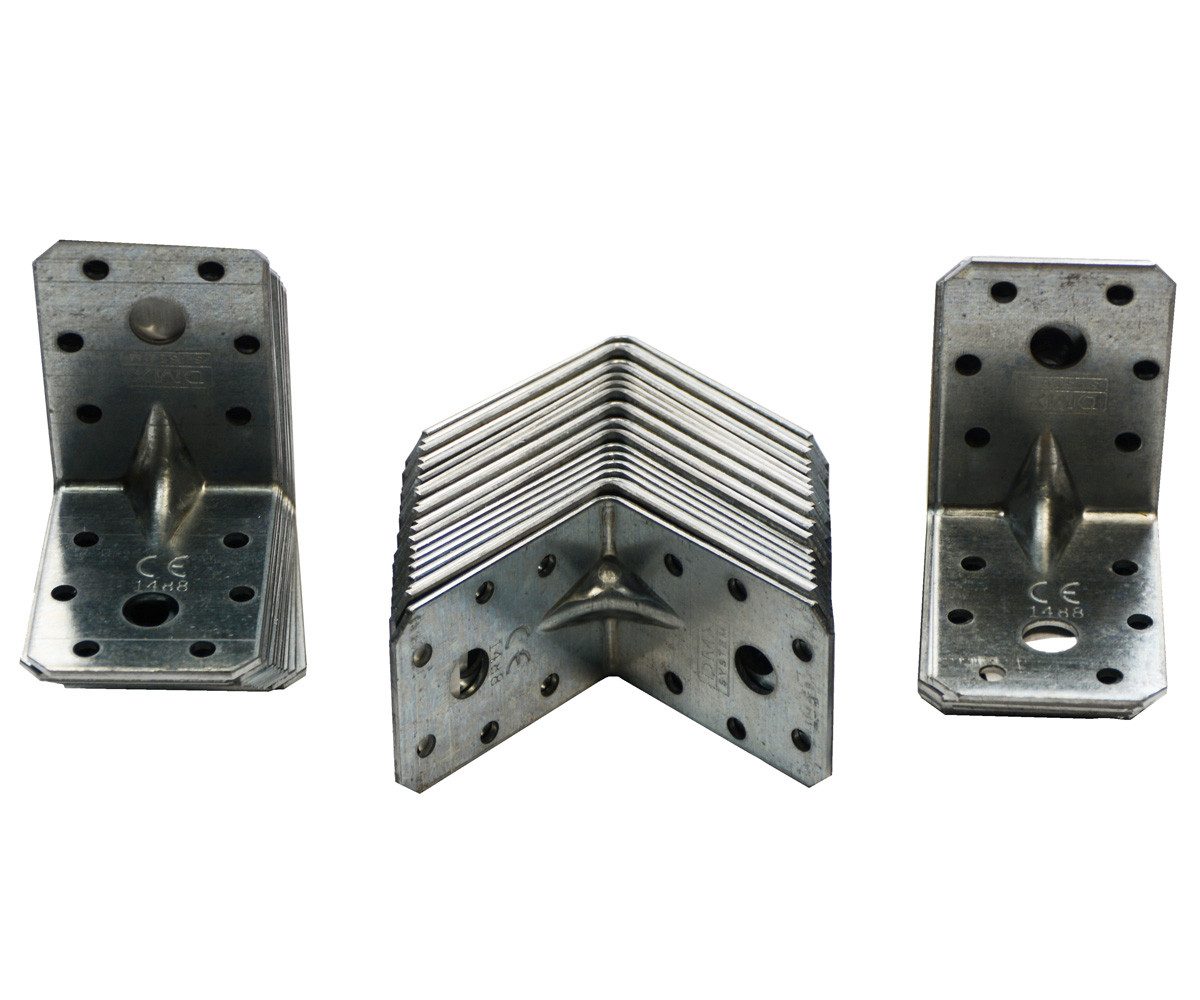 Systafex® Winkelverbinder 60x Schwerlast Winkelverbinder Lochwinkel Winkel 60x60x45mm mit Sicke, LxB: 60x45 mm, feuerverzinkt, (60-St), verzinkt