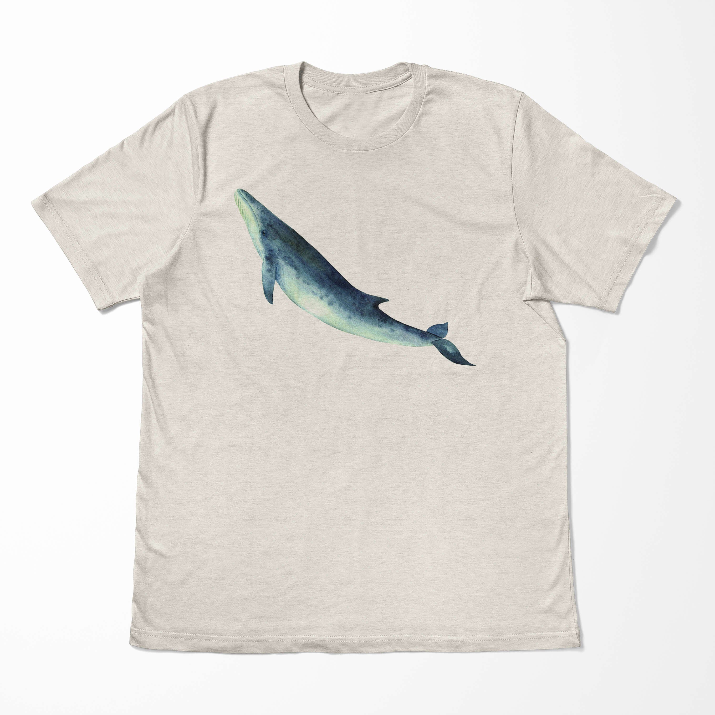 gekämmte Bio-Baumwolle aus Wal T-Shirt (1-tlg) Wasserfarben Nachhaltig Art Motiv T-Shirt Shirt 100% Herren Sinus Ökomode erne