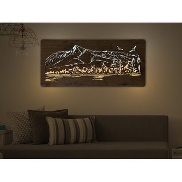 WohndesignPlus LED-Bild LED-Wandbild "Vögel in den Bergen" 110cm x 50cm mit Akku/Batterie, Natur, DIMMBAR! Viele Größen und verschiedene Dekore sind möglich.