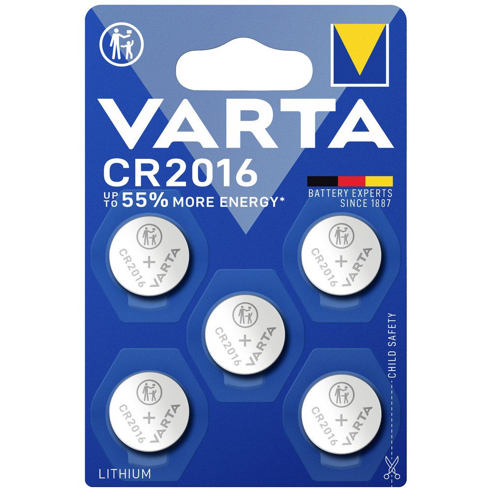 VARTA Varta Knopfzelle CR2016 3 V 5 St. 87 mAh Lithium LITHIUM Coin CR2016 B Knopfzelle