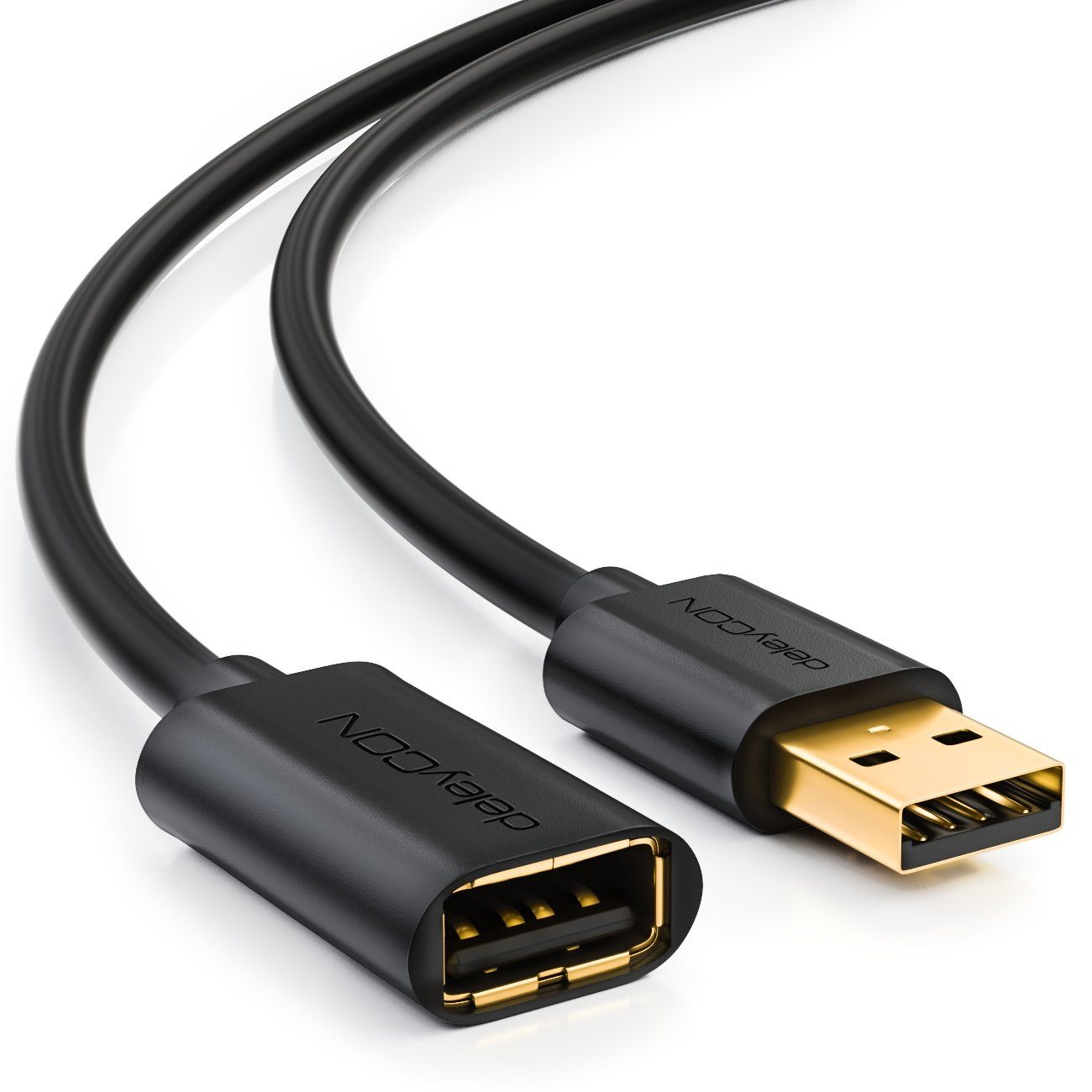 deleyCON deleyCON 2m USB 2.0 Verlängerungskabel USB-A auf USB-A - Schwarz USB-Kabel von deleyCON