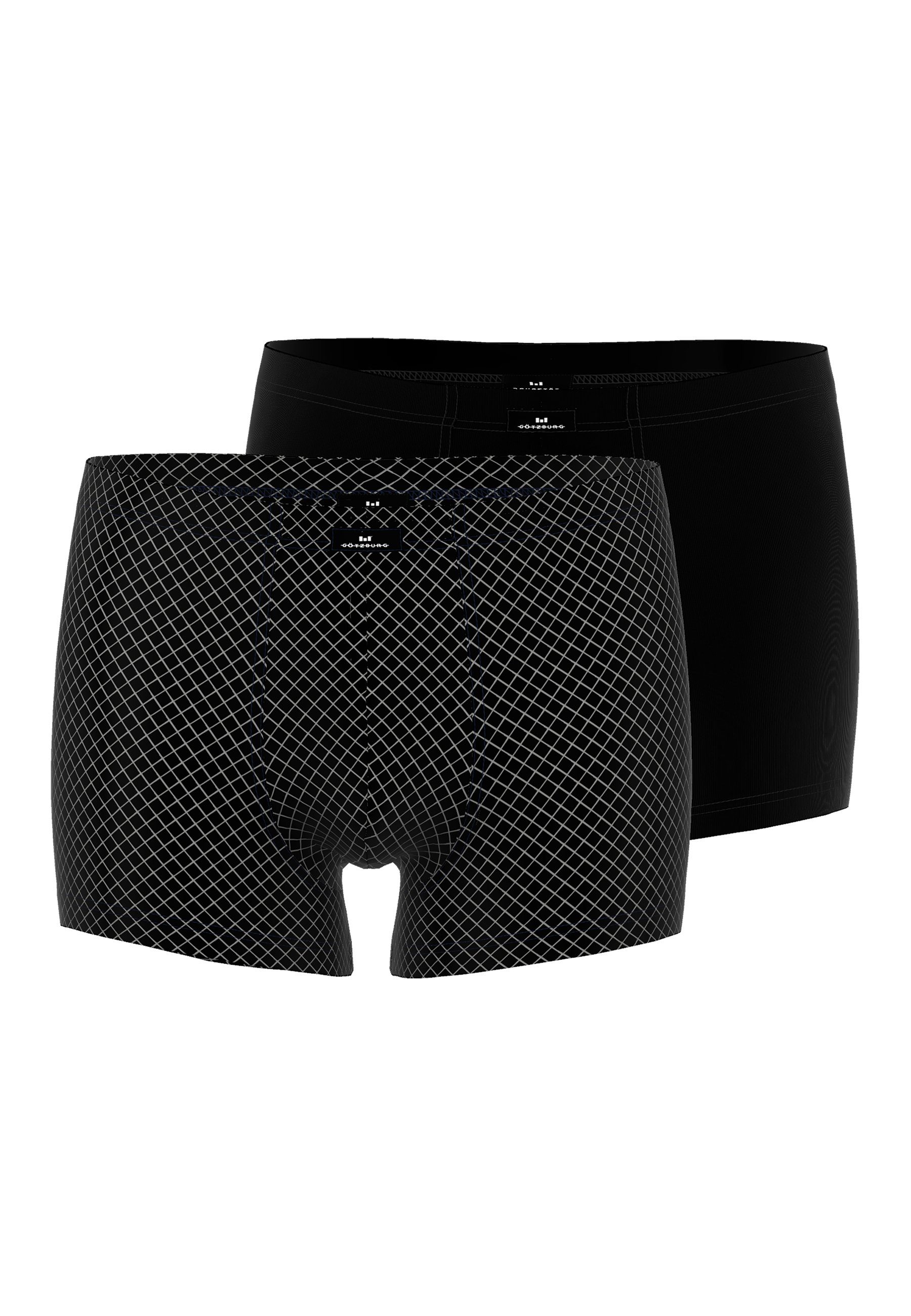 GÖTZBURG Boxershorts GÖTZBURG Herren Pants schwarz bedruckt 2er Pack (2-St)