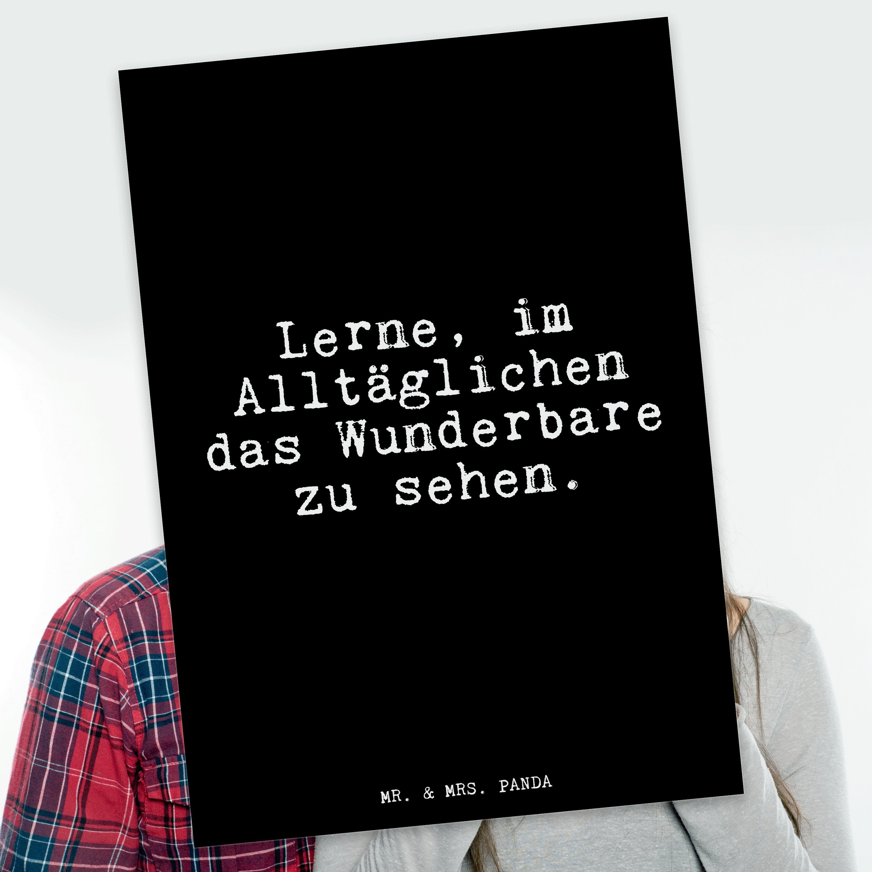 Mr. & Mrs. Panda Postkarte »Lerne, im Alltäglichen das... Schwarz