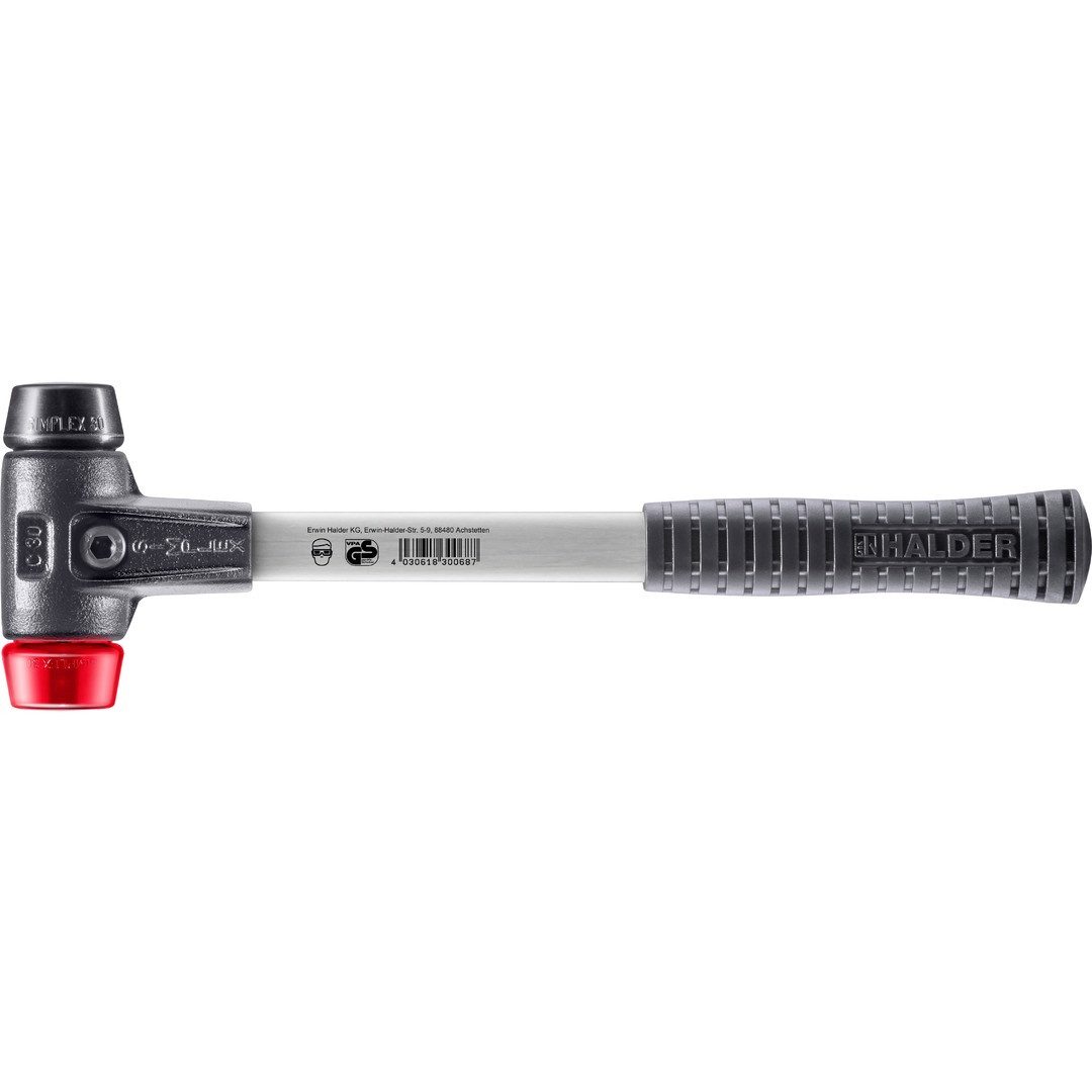 Gummihammer HALDER SIMPLEX Schonhammer Ø 30 mm Gummi schwarz / Plastik rot mit
