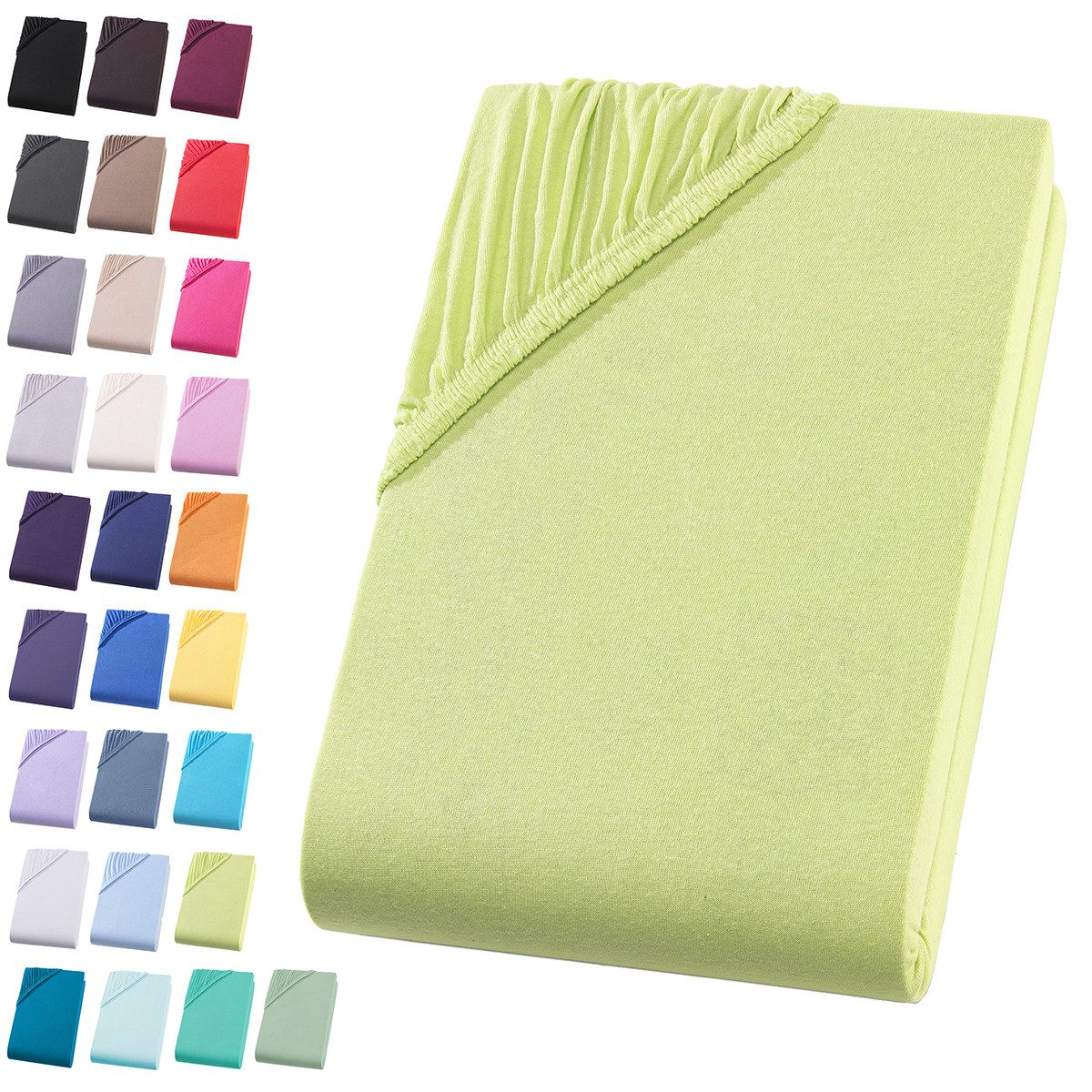Visaggio Spannbettlaken Jersey aus 100% Baumwolle Spannbetttuch Bettlaken, Jersey, Gummizug: rundum, Spannbettlaken, für Matratzenhöhen bis 22 cm, Steghöhe 30 cm