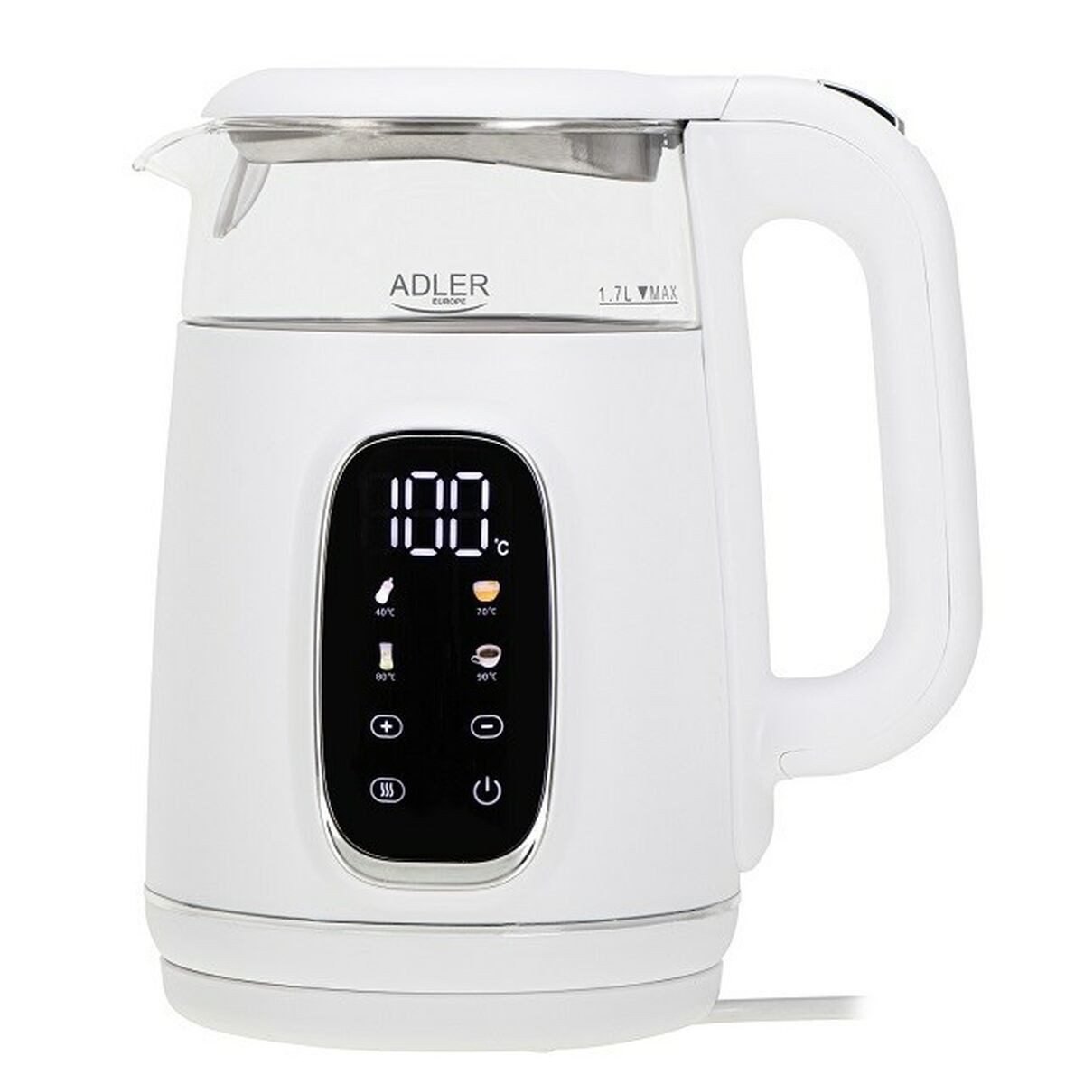 Adler Wasserkocher Wasserkocher Adler AD 1305ws Weiß Silberfarben 2200 W 1,7 L, 1.7 l, 2200 W